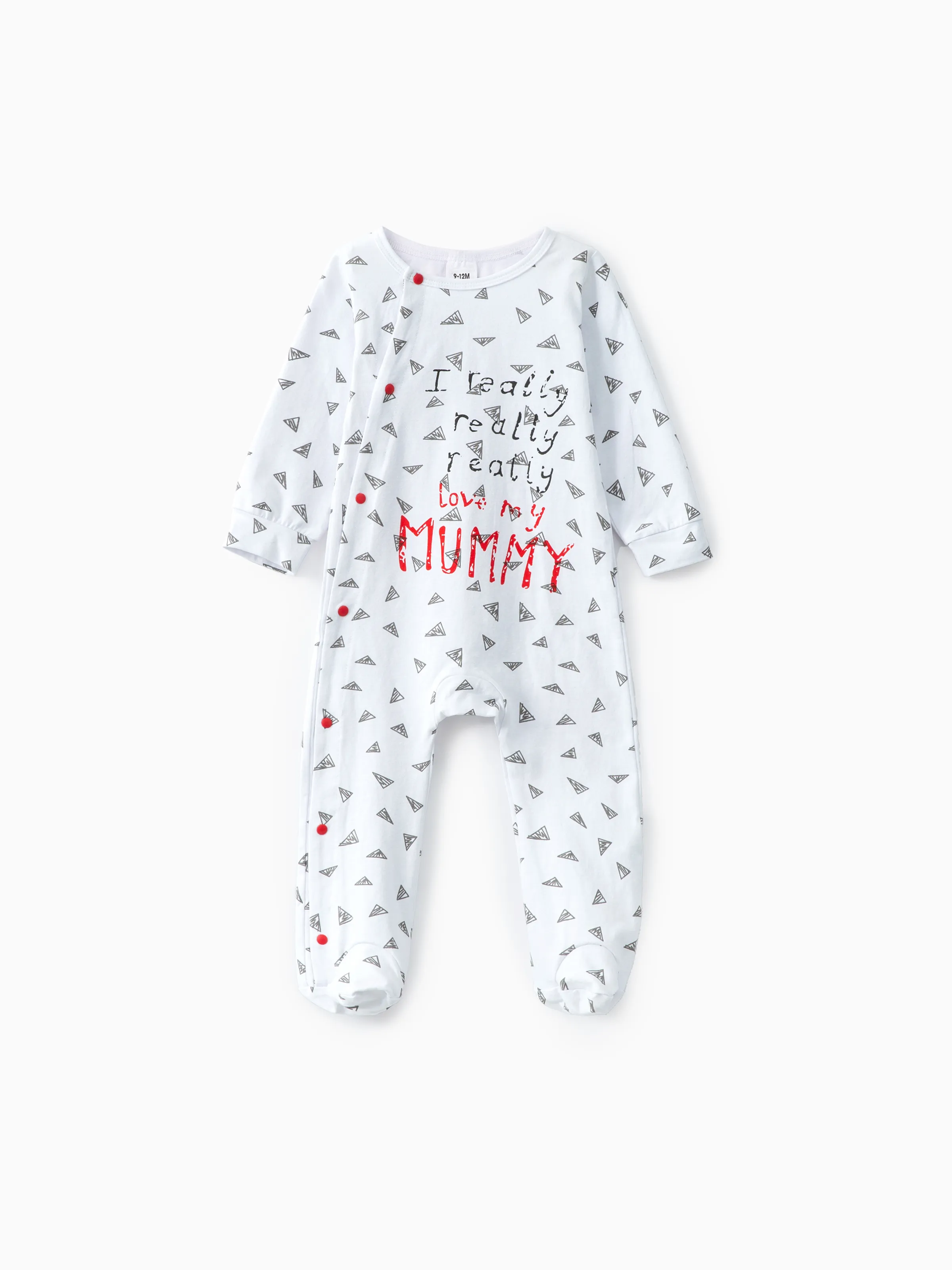 Baby Boy/Girl 95% Cotton Long-sleeve Footed Letter Print Jumpsuit Red+White