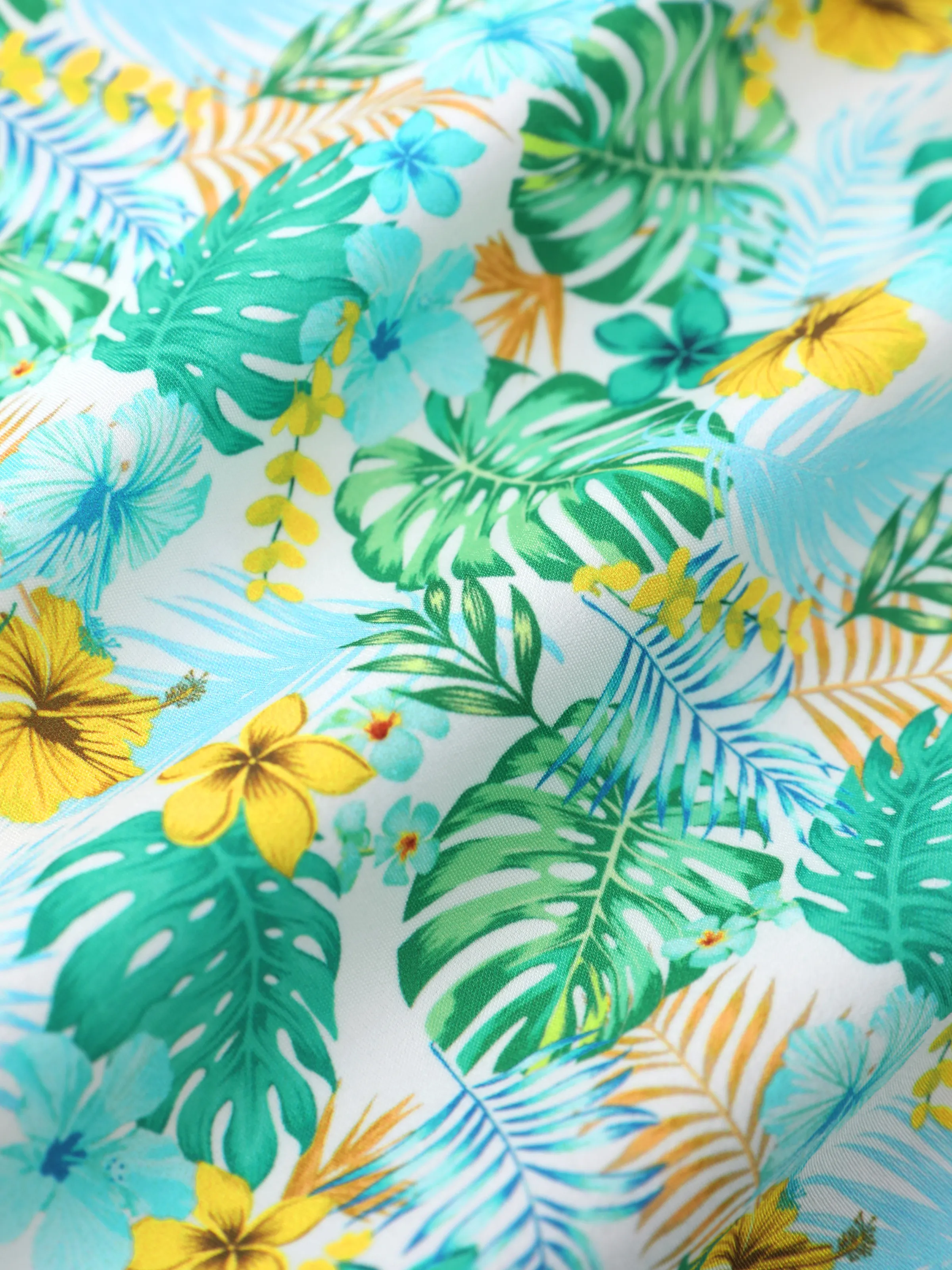 Ocean Vibes Baby Girl Tropical island Leaf Print Dress Green - Image 4