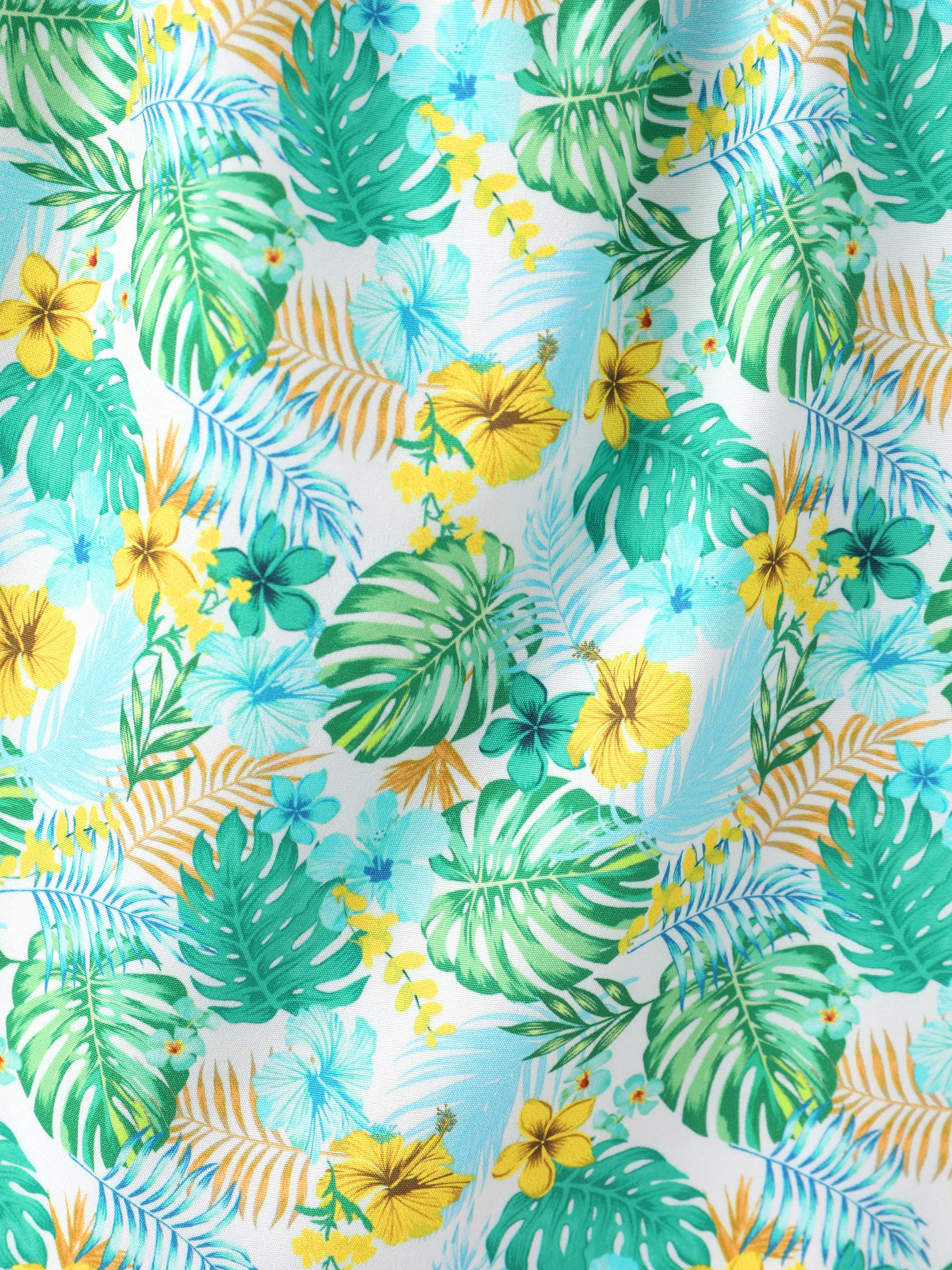 Ocean Vibes Baby Girl Tropical island Leaf Print Dress Green - Image 8