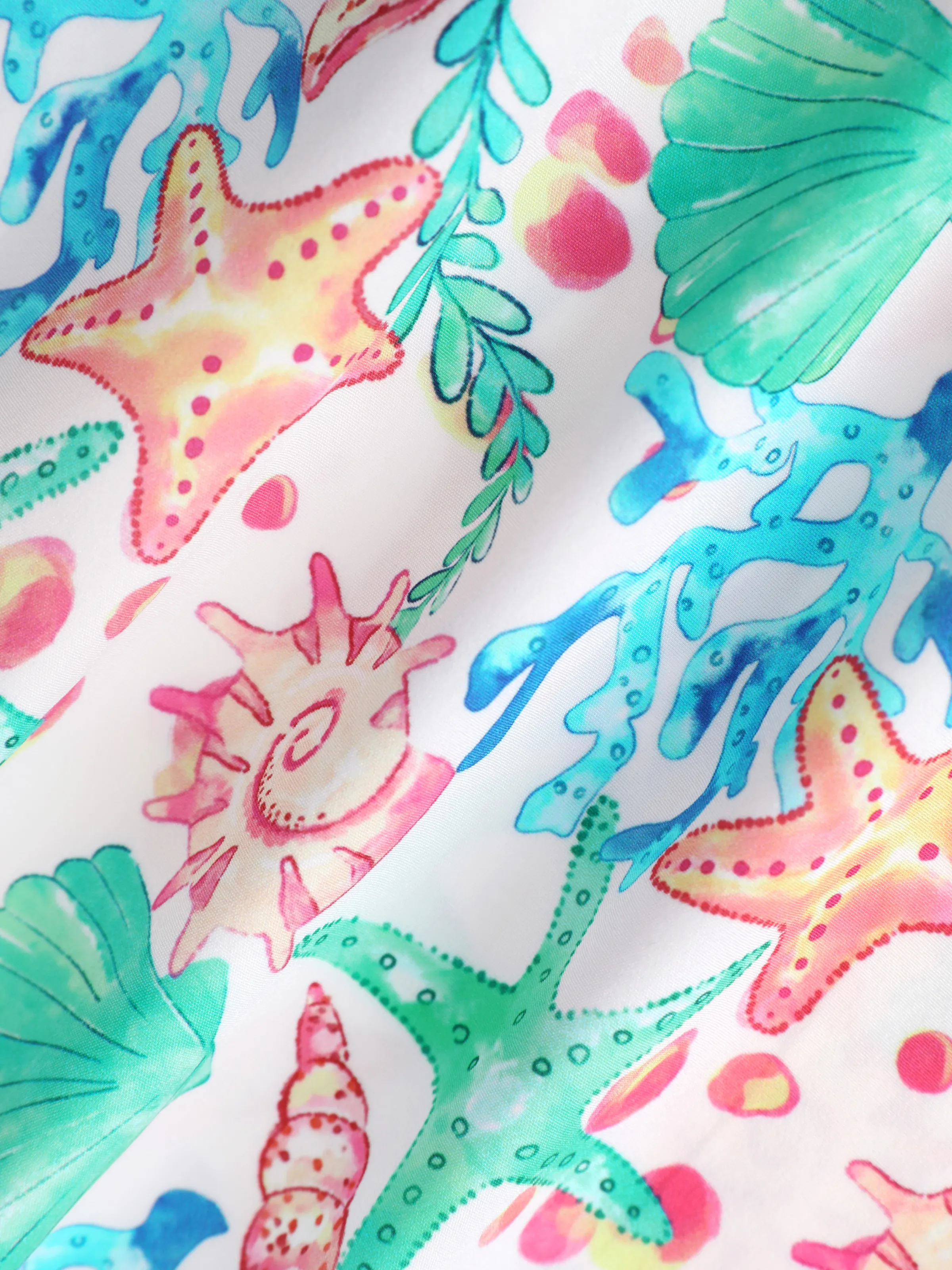 Ocean Vibes Baby Girl Tropical island Leaf Print Dress White - Image 7