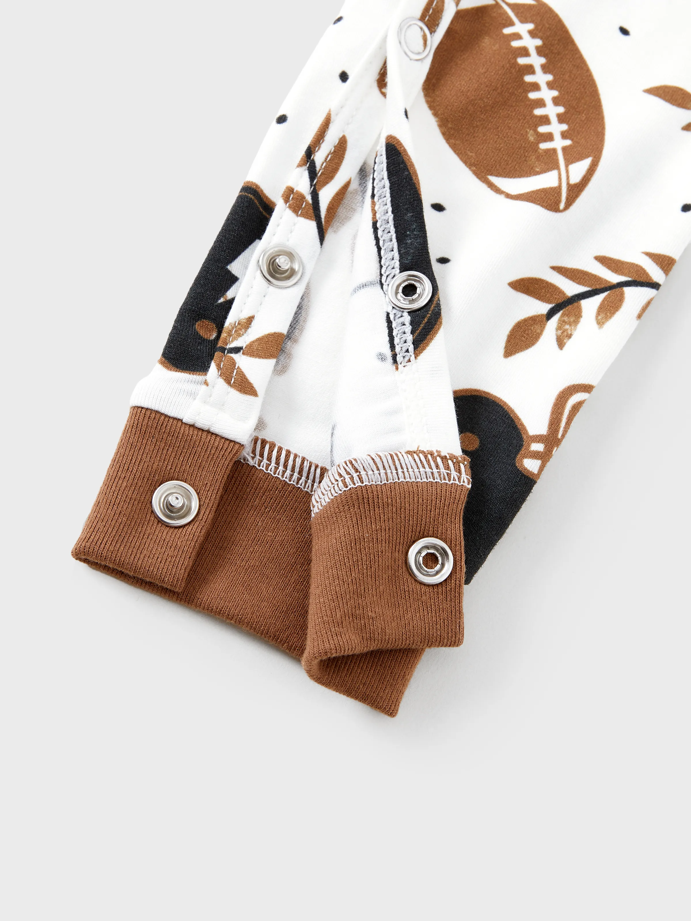 Bamboo Family Pajamas Football and Letter Print Short-sleeve Matching Pajama Set ( Snug-Fitting for Children ) Khaki - Image 17