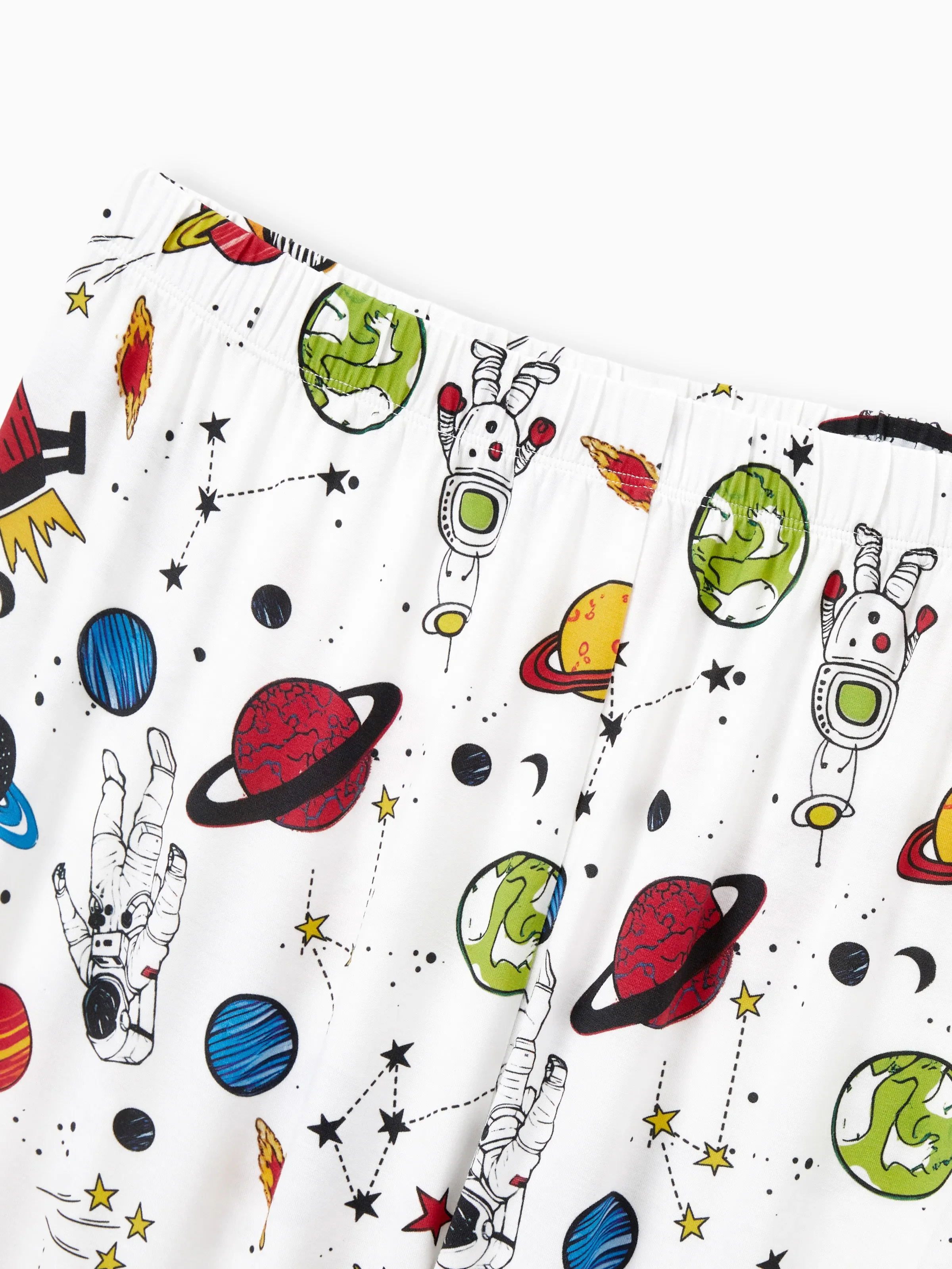 Bamboo Family Pajamas Space Theme Print Short-sleeve Matching Pajama set ( Snug-Fitting for Children ) White - Image 22