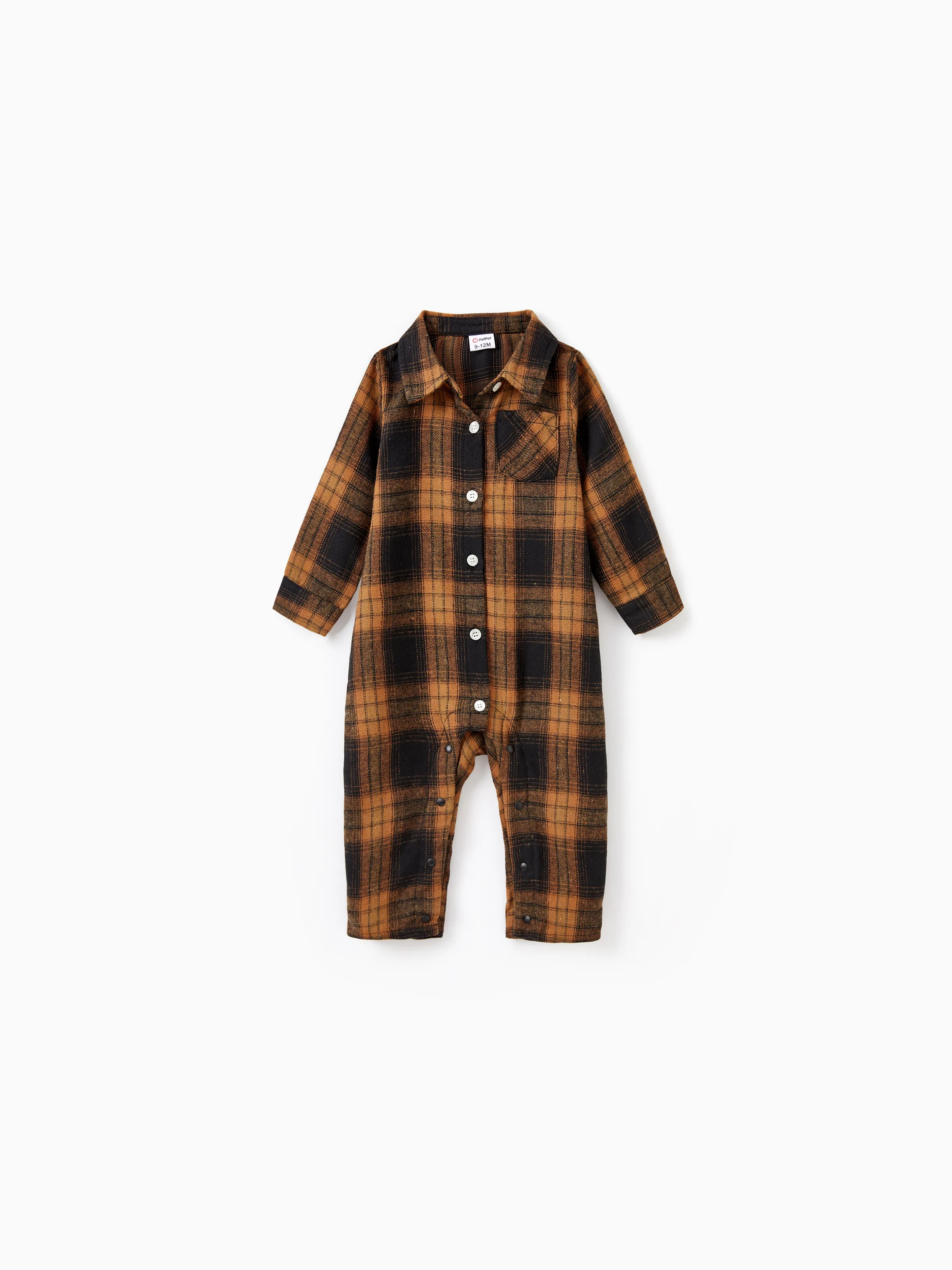 Christmas Family Matching Sets Brown&Black Check Plaid Long-sleeve Botton Dwon Top/Dress/Romper BrownishBlack - Image 12