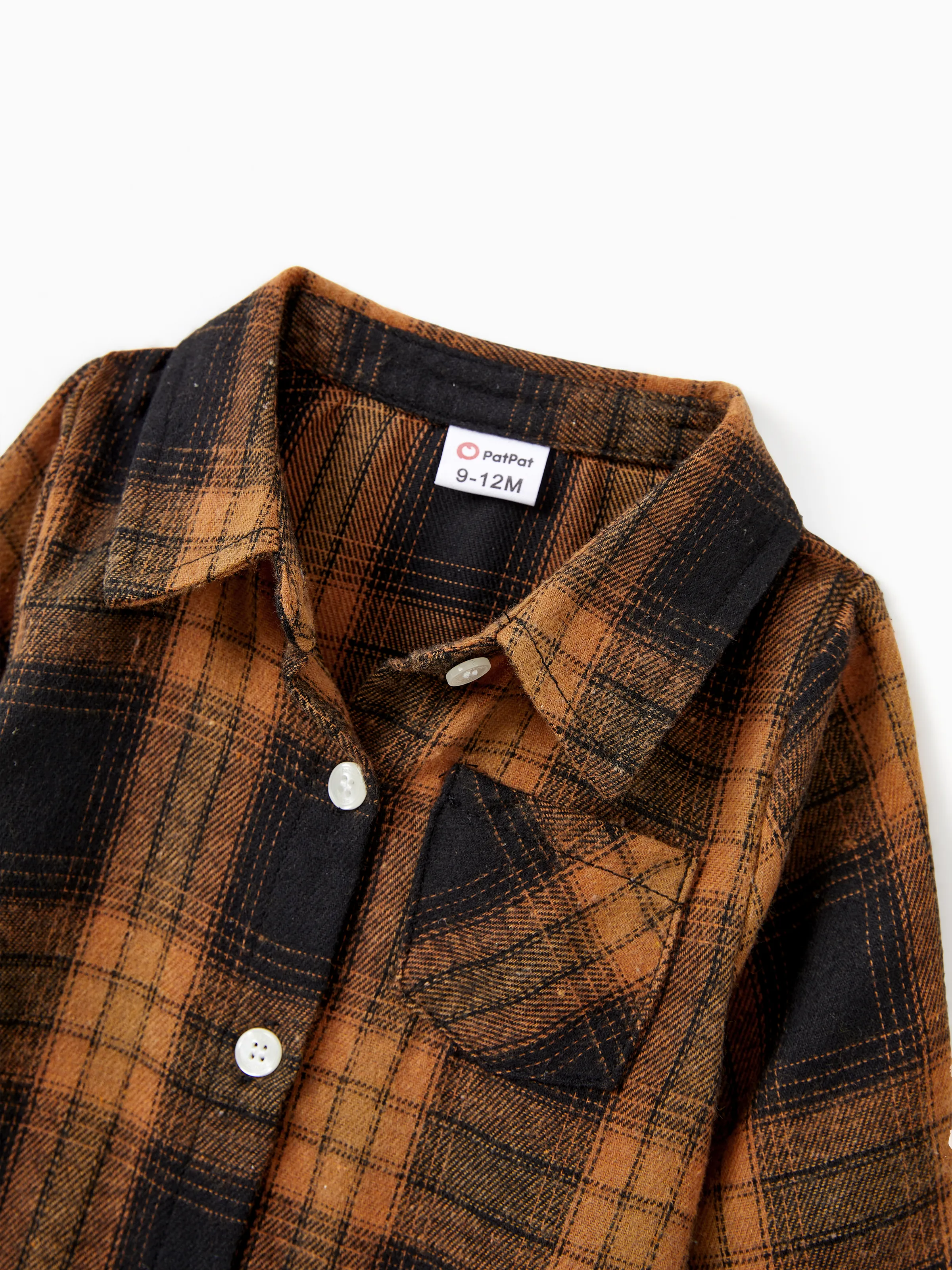 Christmas Family Matching Sets Brown&Black Check Plaid Long-sleeve Botton Dwon Top/Dress/Romper BrownishBlack - Image 14