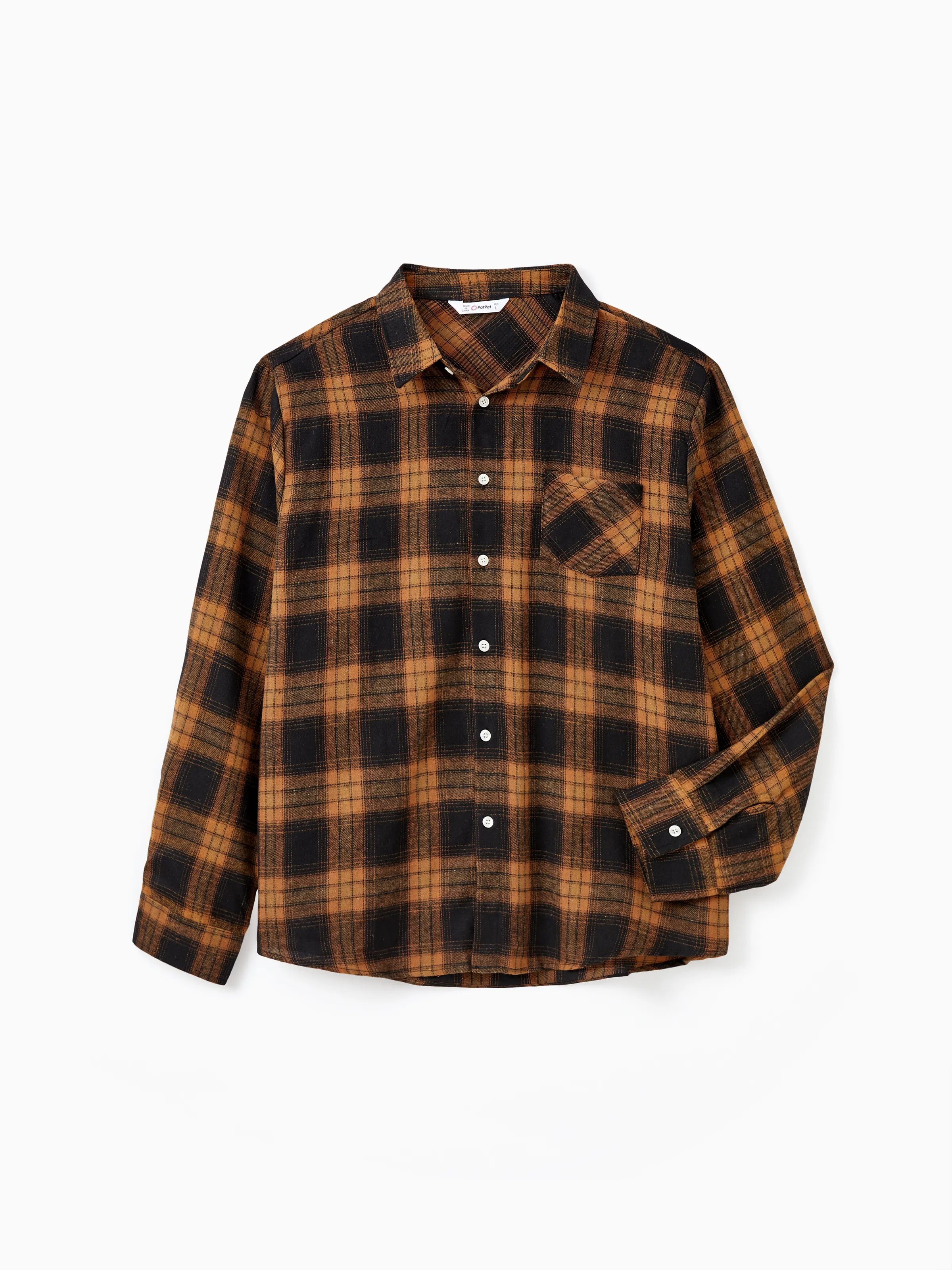 Christmas Family Matching Sets Brown&Black Check Plaid Long-sleeve Botton Dwon Top/Dress/Romper BrownishBlack - Image 22