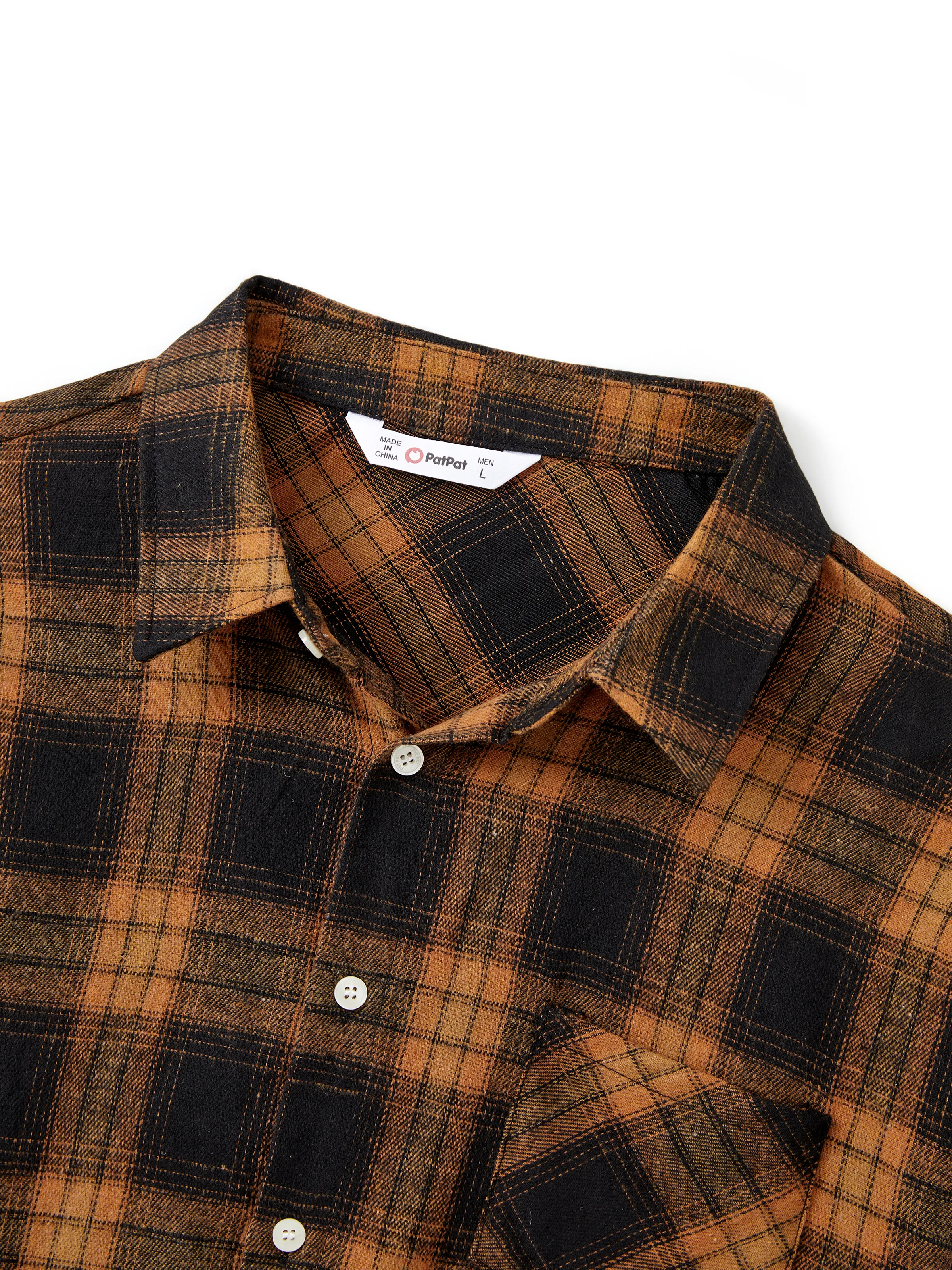 Christmas Family Matching Sets Brown&Black Check Plaid Long-sleeve Botton Dwon Top/Dress/Romper BrownishBlack - Image 24