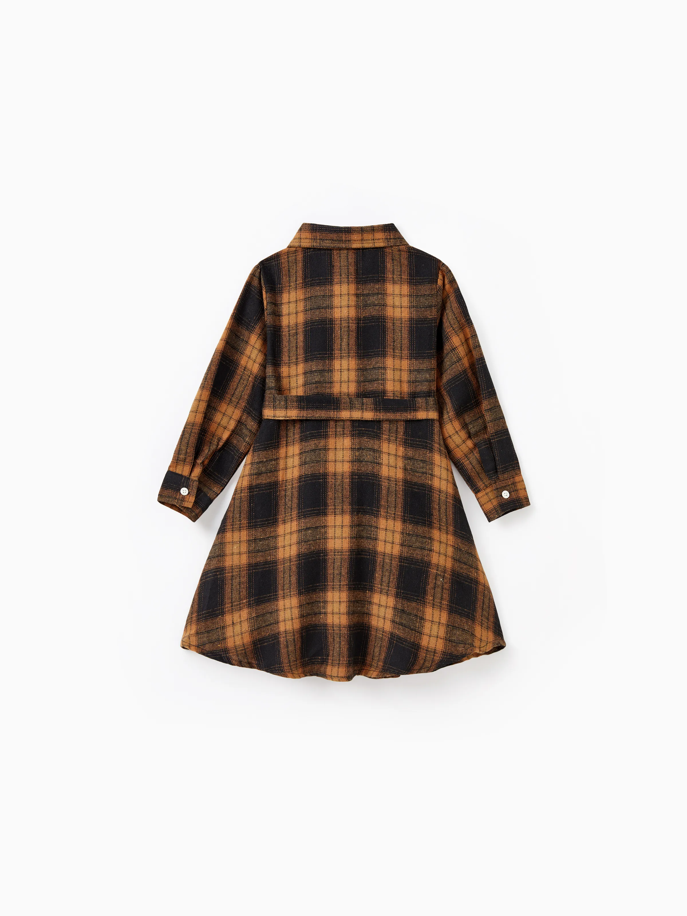 Christmas Family Matching Sets Brown&Black Check Plaid Long-sleeve Botton Dwon Top/Dress/Romper BrownishBlack - Image 8