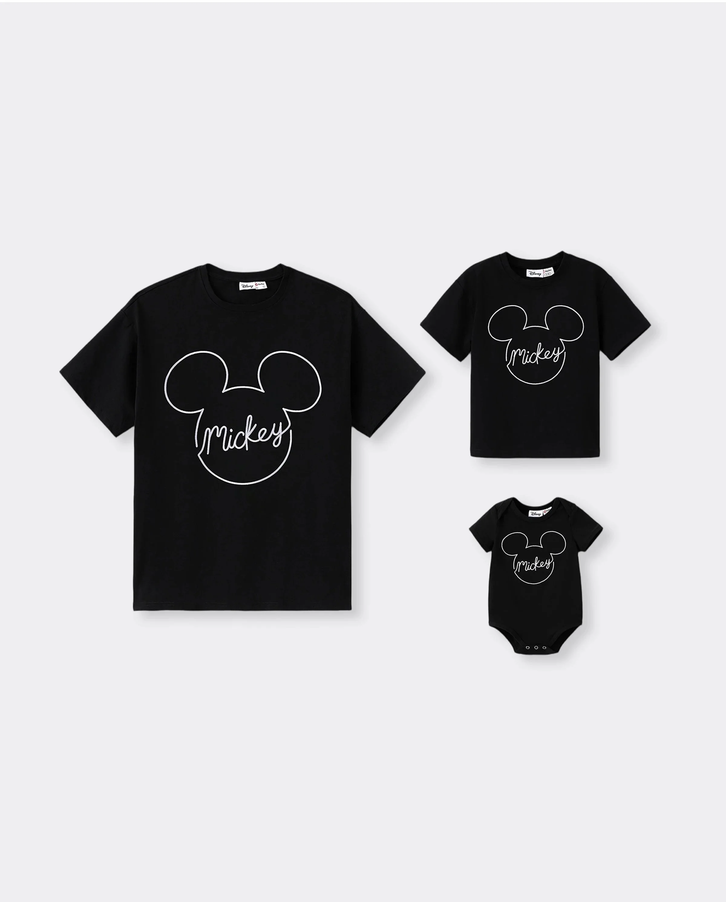 Disney Mickey and Friends Daddy and Me Family matching 1pc Mickey Mouse Allover Print Sporty Dress/Cotton Top /RomperExpression Casual Suits Family Set 3pcs Cotton Unisex Black