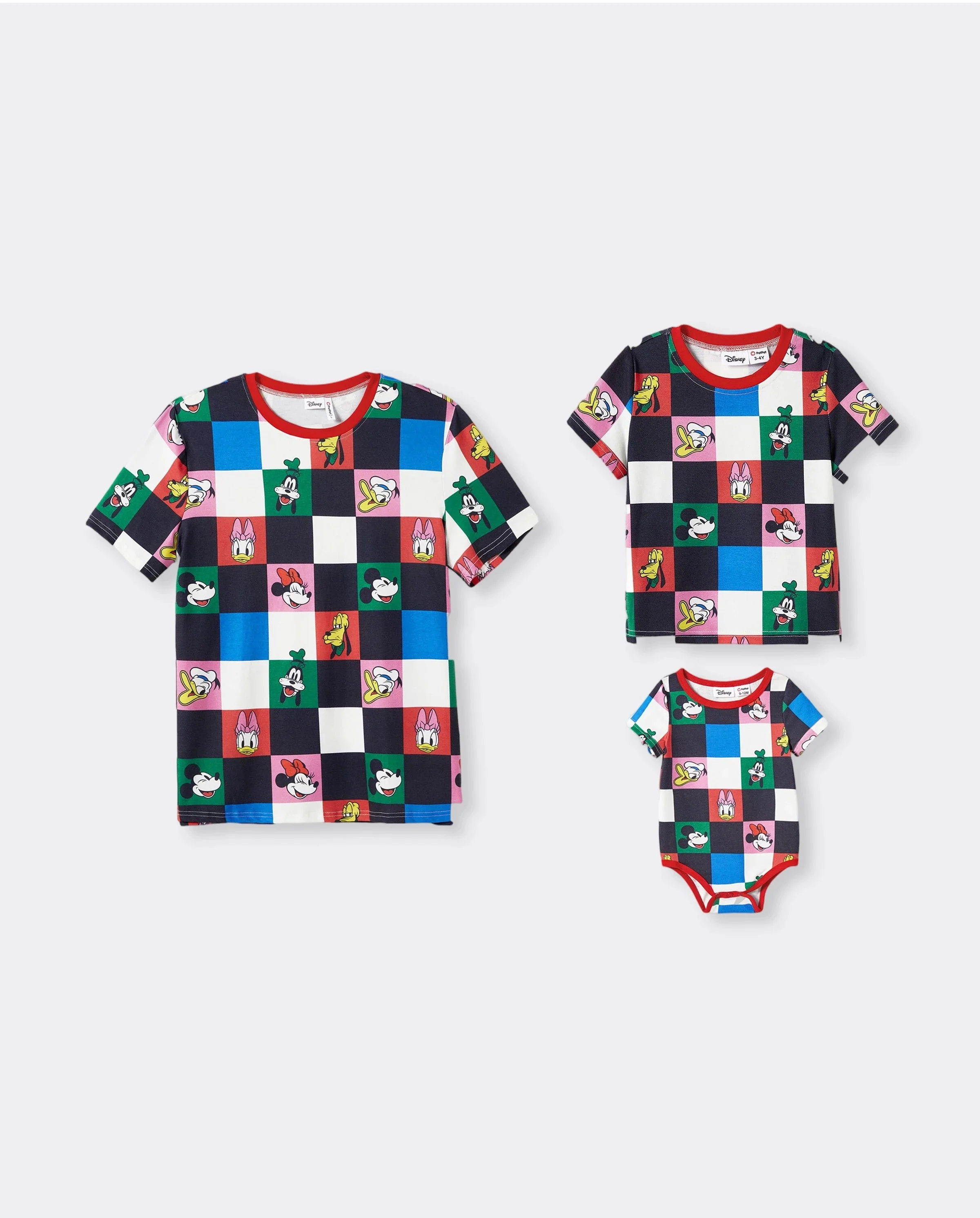 Disney Mickey and Friends Daddy and Me Family Matching Naia™ Colorful Checkered Pattern Top/Sleeveless Dress/Onesie Multi-color