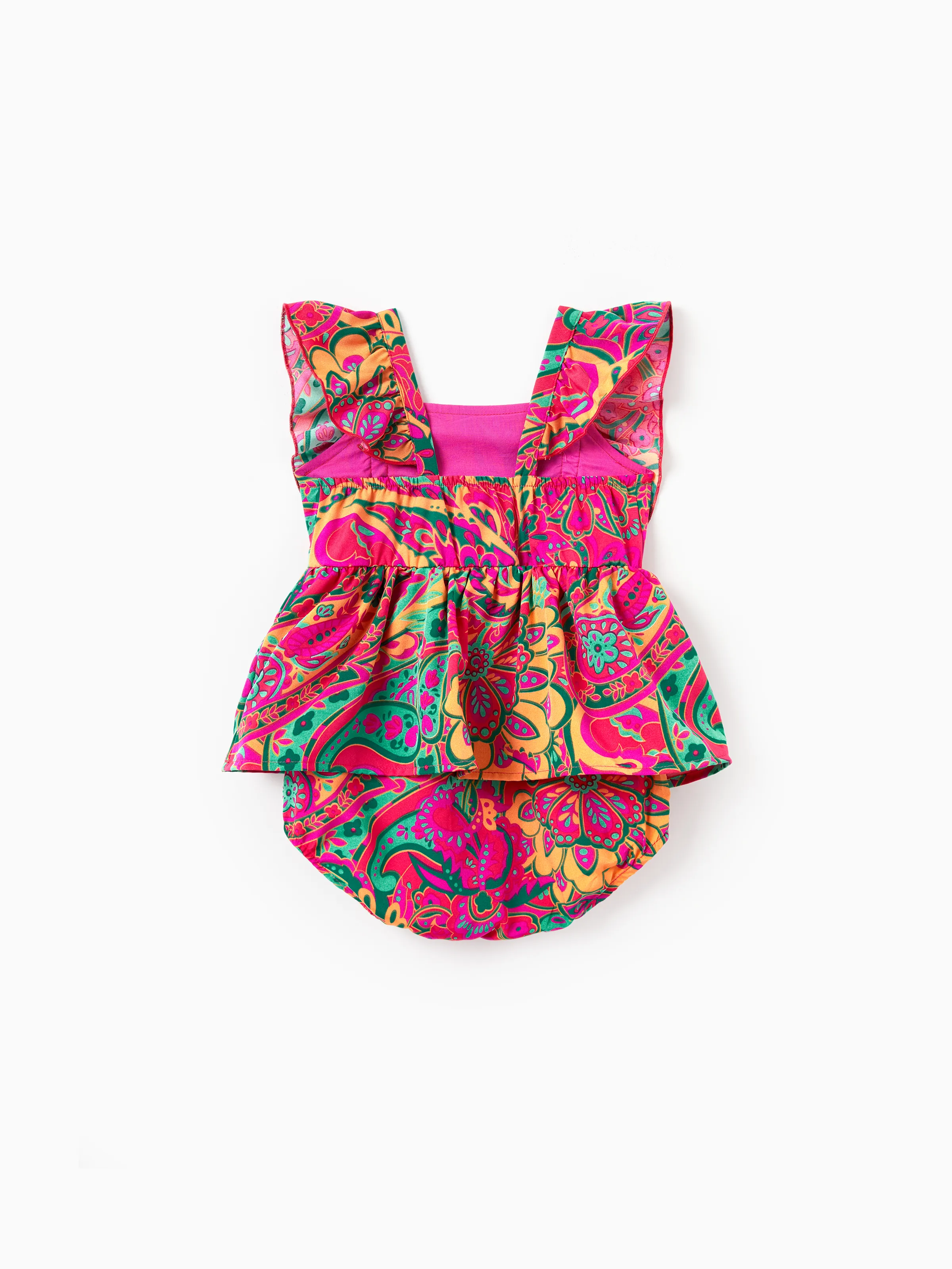 Daddy & Daughter Outfit Set Sleeveless Halter Belted Dress or Short-sleeve Collar Shirt for Summer Vacation Hot Pink - Image 13