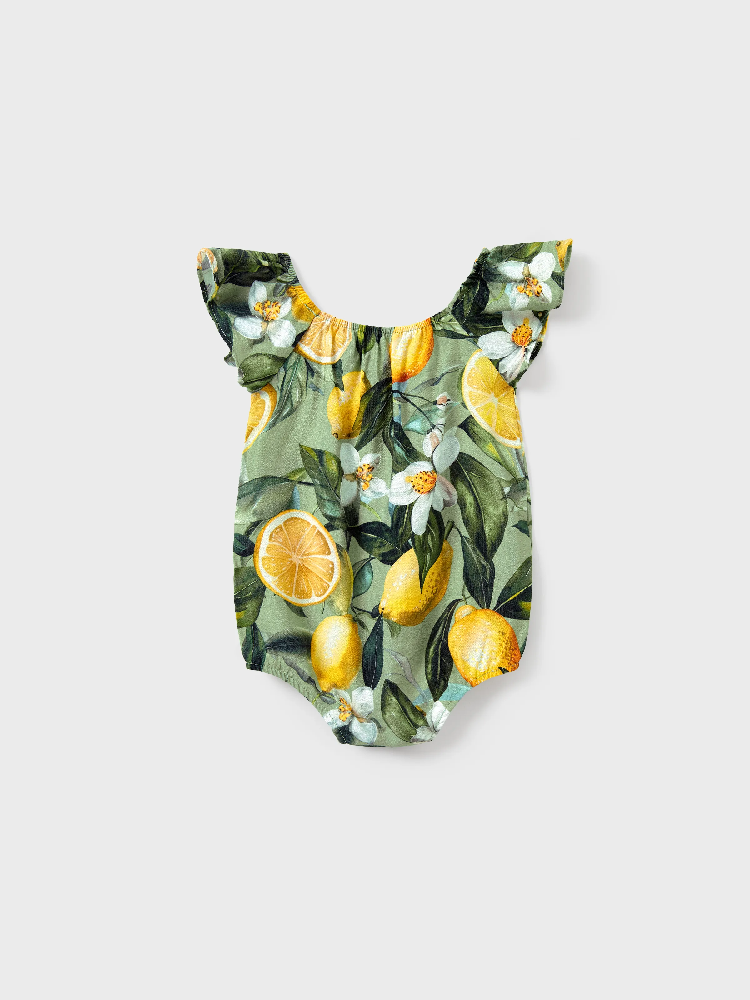 Daddy & Daughter Outfits – Lemon Print Hawaiian Shirts & Summer Dresses – Tropical Vacation Clothes for Men, Women & Kids Green - Image 19