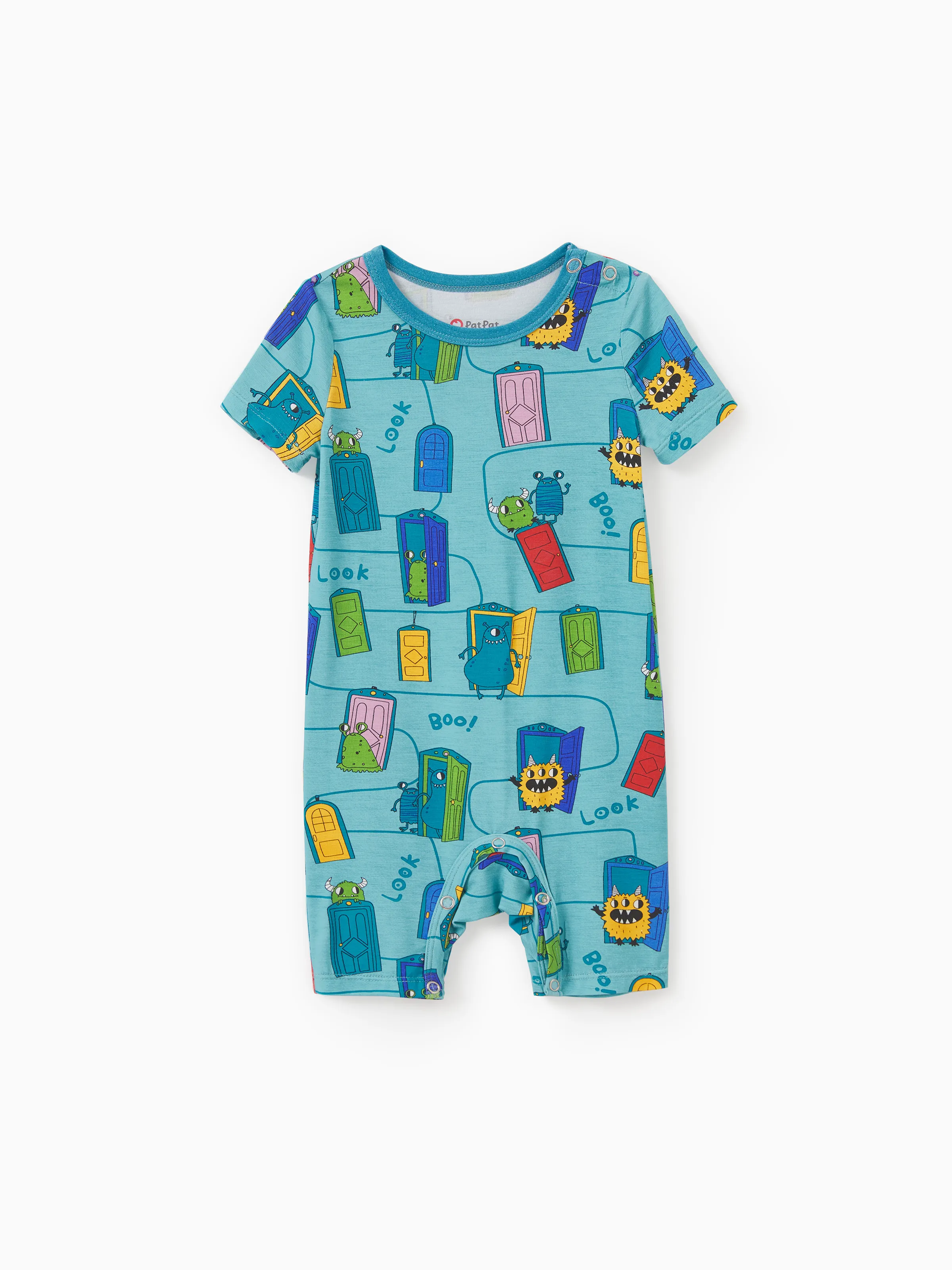 Daddy & Son Bamboo Family Pajamas Cartoon Print Short-sleeve Matching Pajama set ( Snug-Fitting for Children ) Green - Image 13