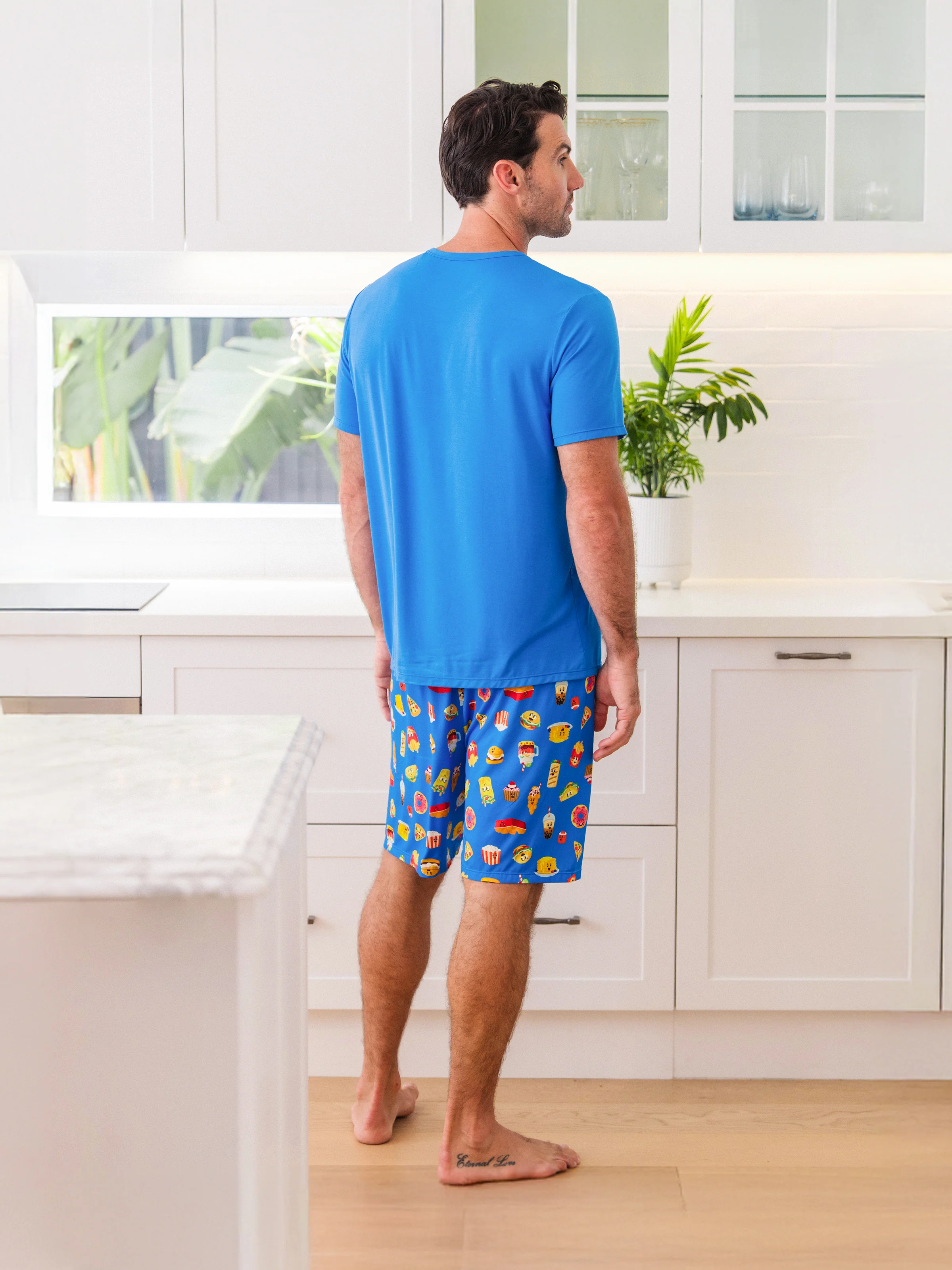 Daddy & Son Bamboo Pajamas Buttery Soft Bamboo PJs for Men Women Kids Toddler, Cute Burger & Fries Print Short Sleeve Sleepwear (Snug-Fitting for Children) Royal Blue - Image 5