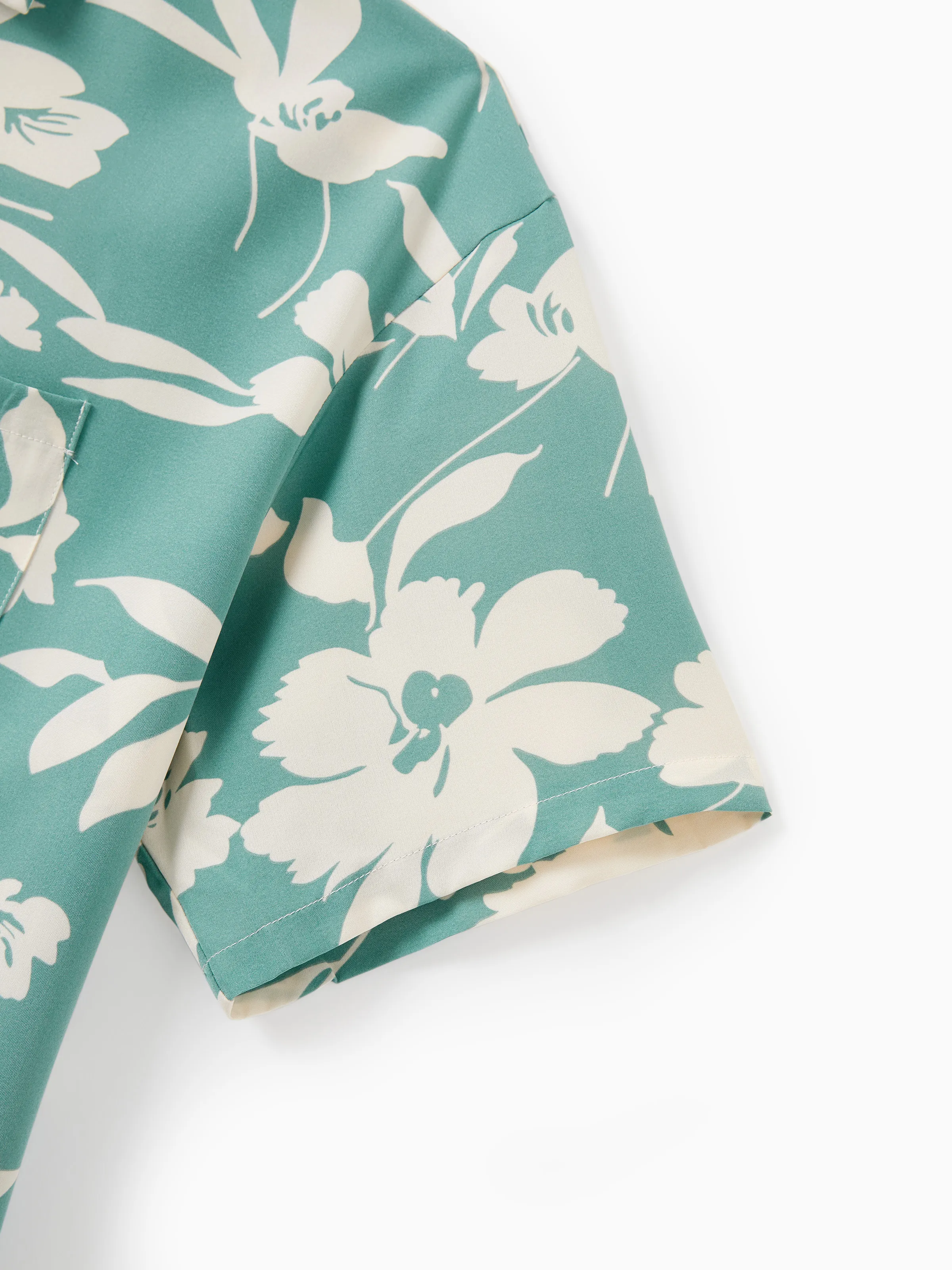Daddy & Son Leaf Print Green Short-sleeve Shirt Set Green - Image 5