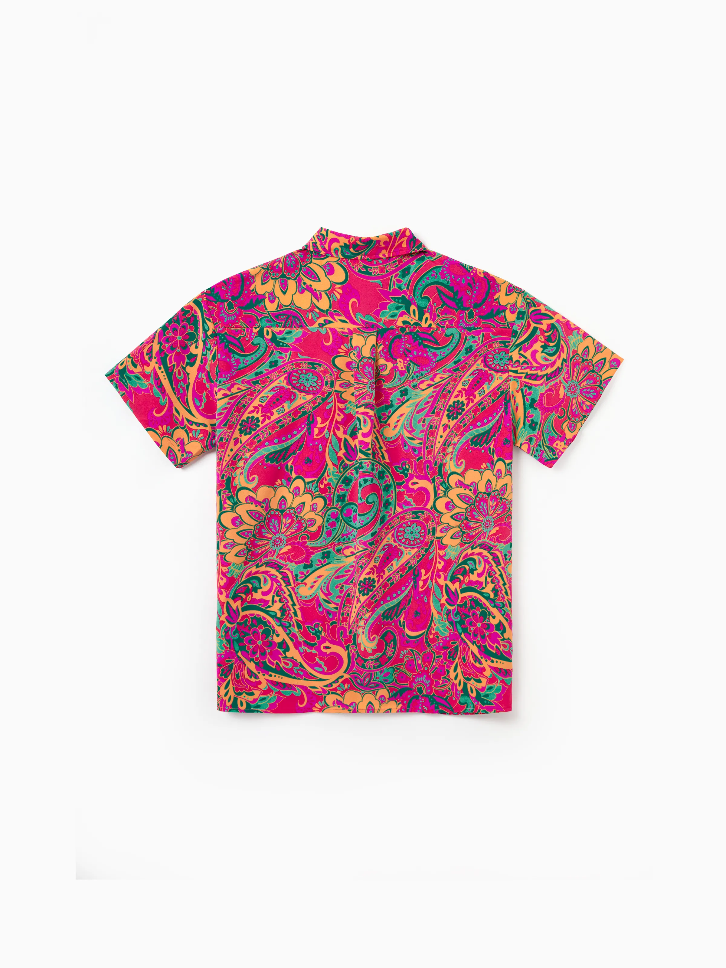 Daddy & Son Outfit Set Short-sleeve Collar Shirt for Summer Vacation Hot Pink - Image 4