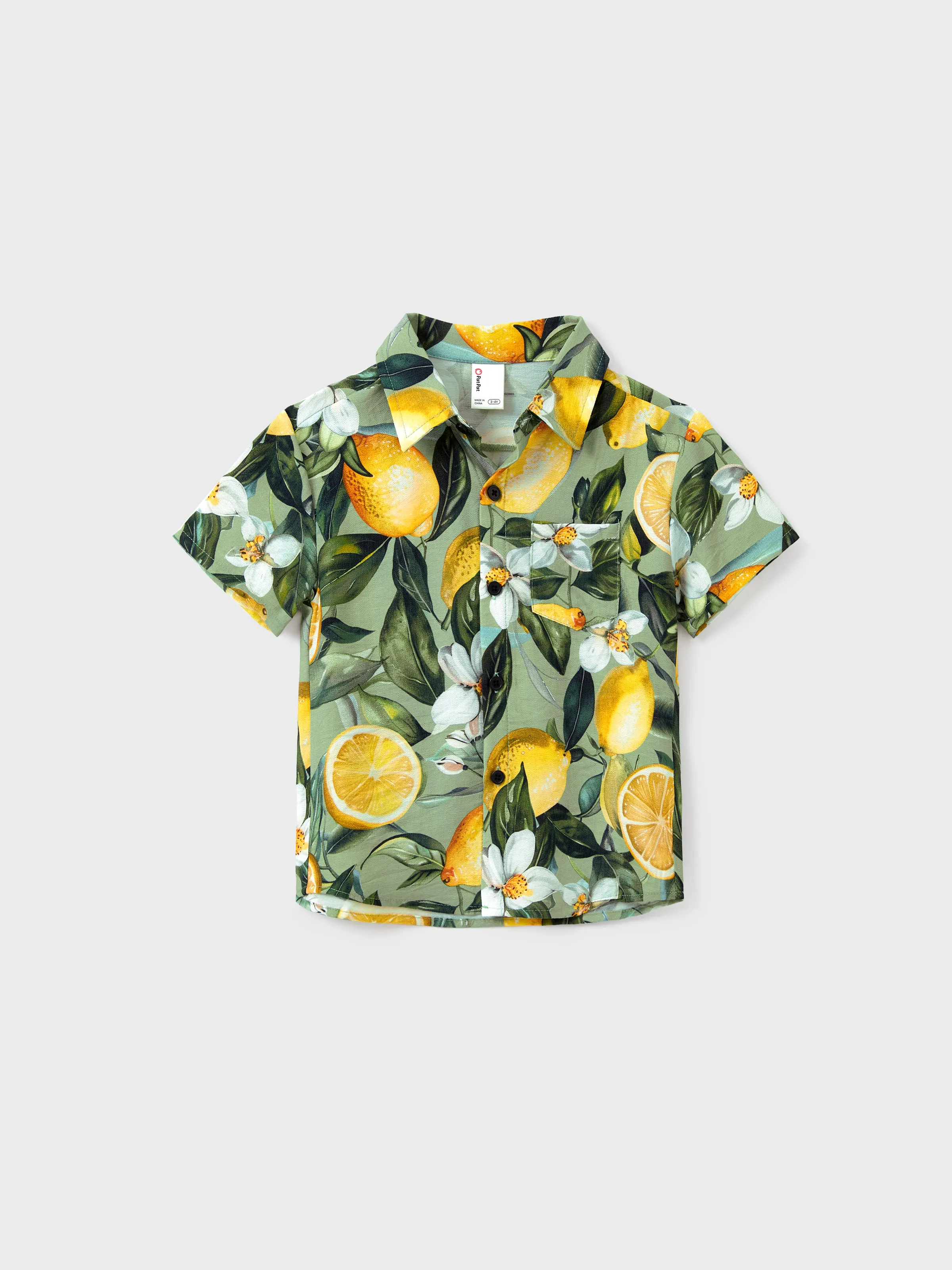 Daddy & Son Outfits – Lemon Print Hawaiian Shirts – Tropical Vacation Clothes for Men & Kids Green - Image 13