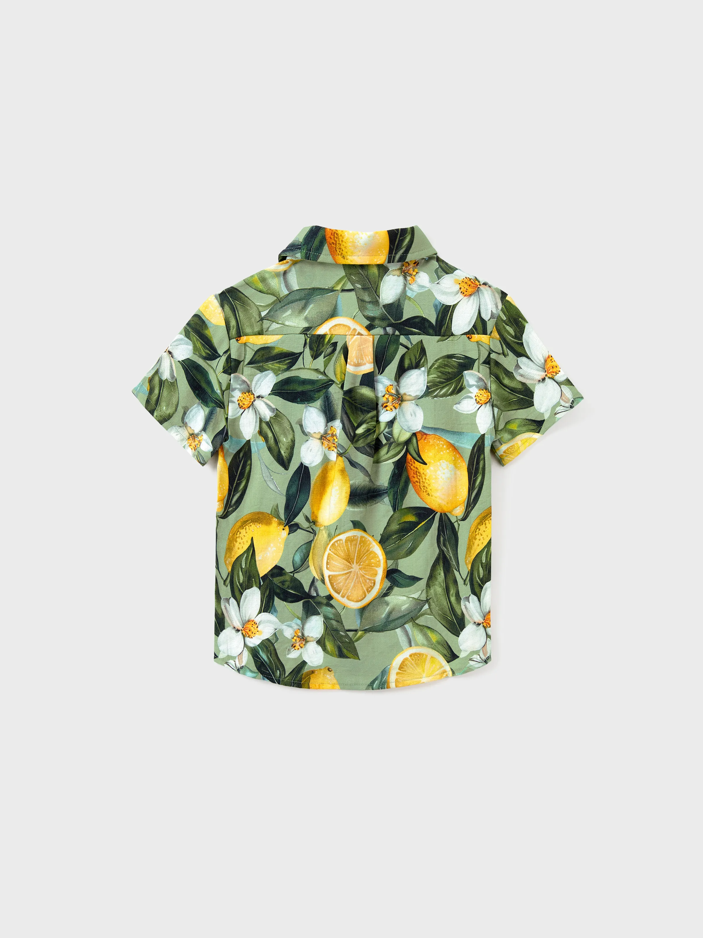 Daddy & Son Outfits – Lemon Print Hawaiian Shirts – Tropical Vacation Clothes for Men & Kids Green - Image 14