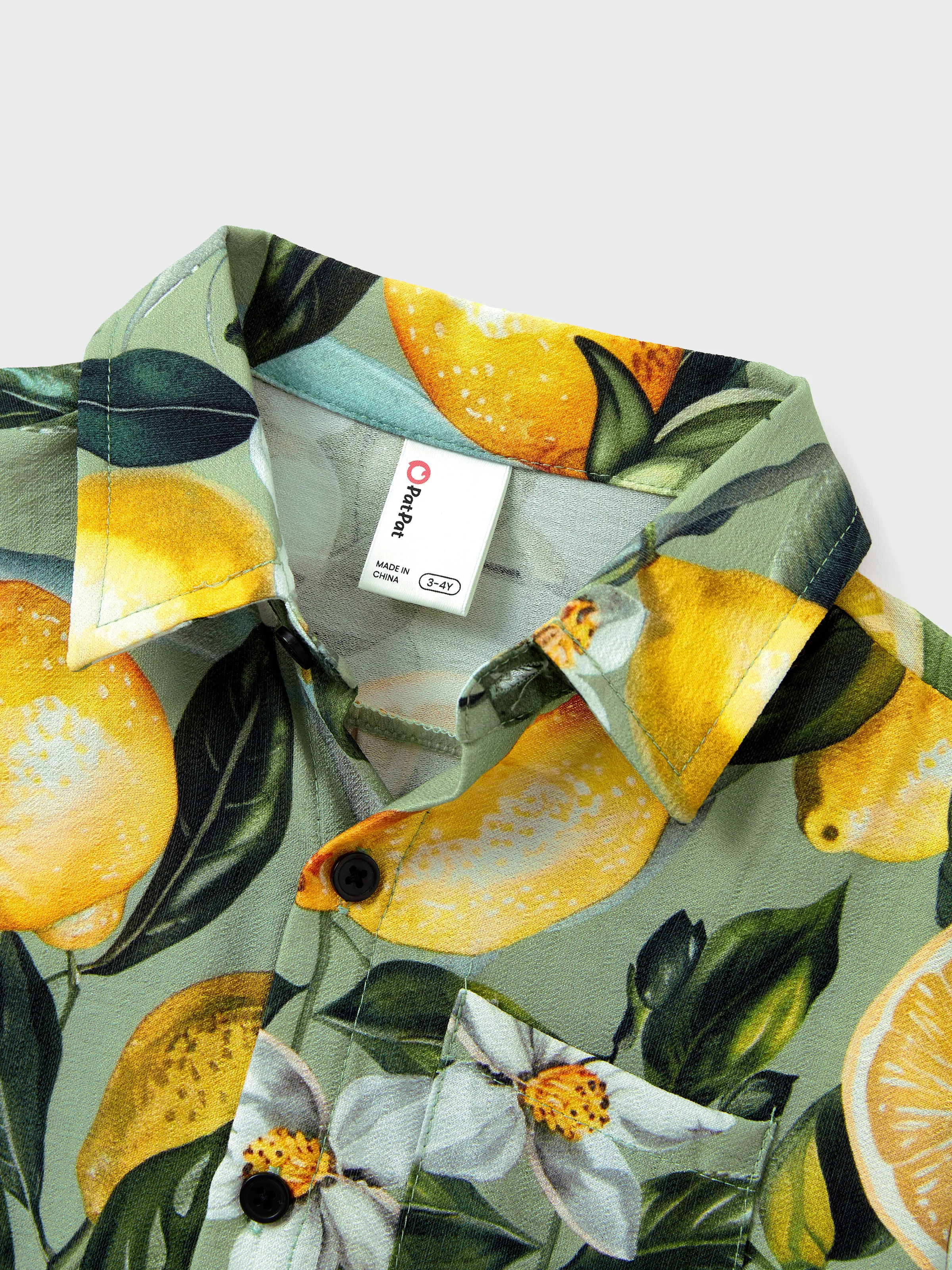 Daddy & Son Outfits – Lemon Print Hawaiian Shirts – Tropical Vacation Clothes for Men & Kids Green - Image 15