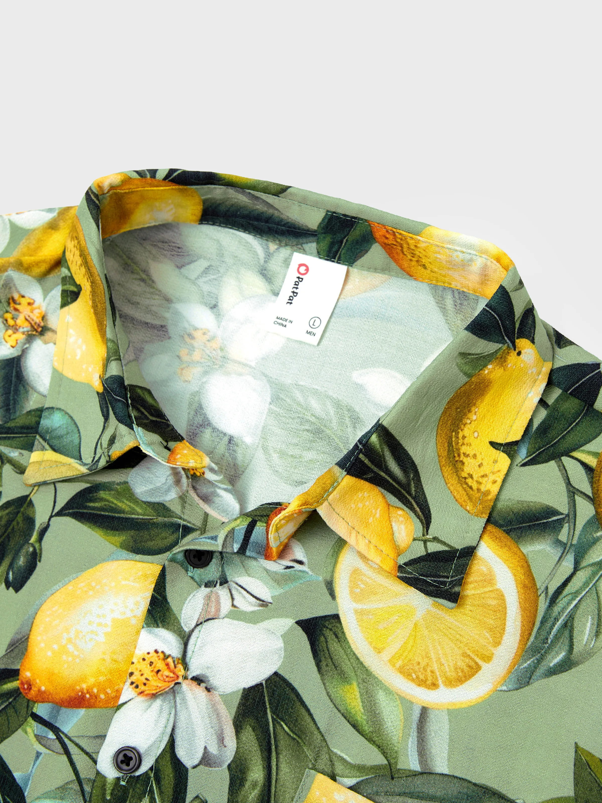 Daddy & Son Outfits – Lemon Print Hawaiian Shirts – Tropical Vacation Clothes for Men & Kids Green - Image 8