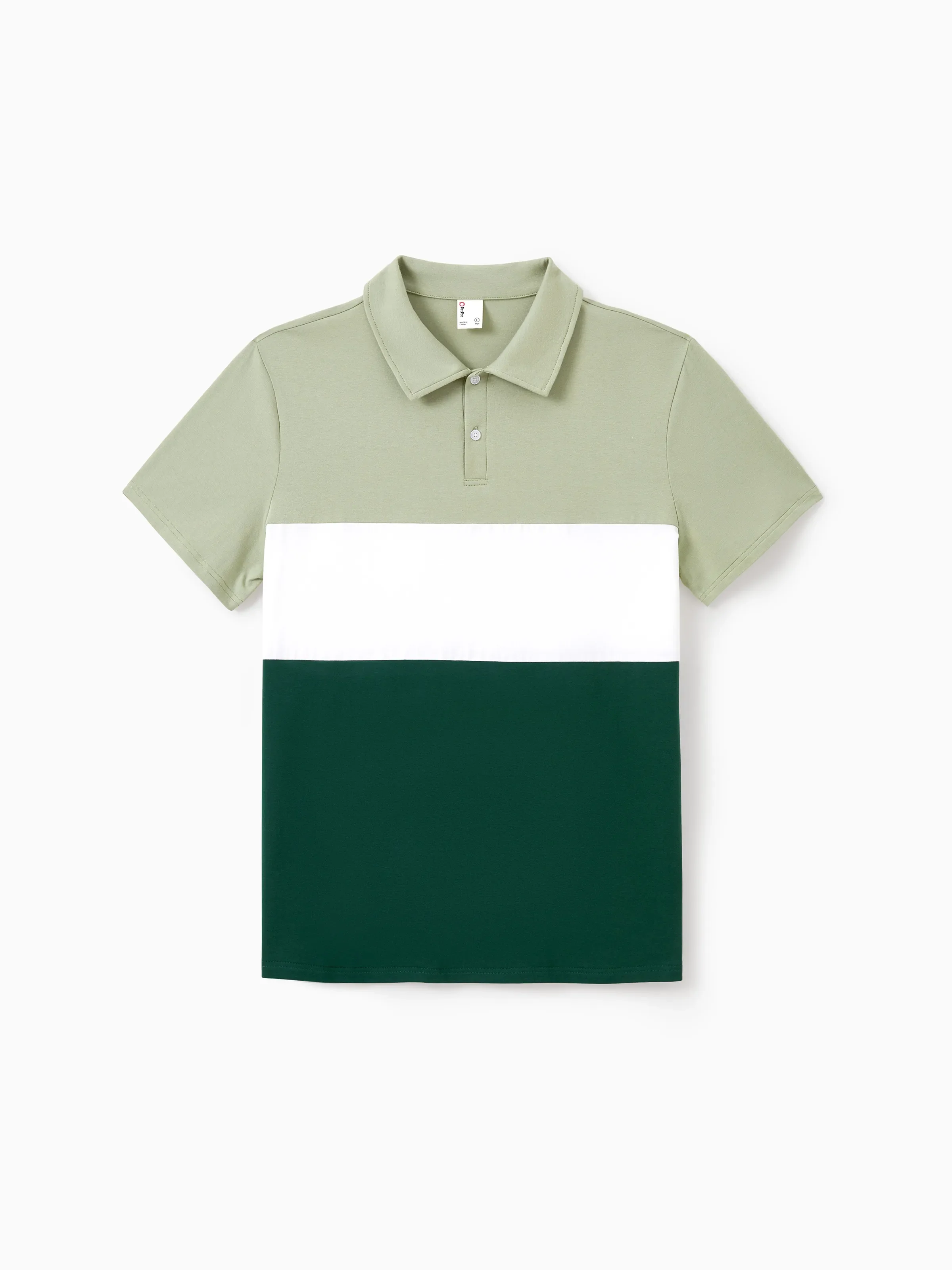 Daddy & Son Outfits Tropical Floral Print Strap Dress or Short-sleeve Colorblock Shirts Set Pale Green - Image 6