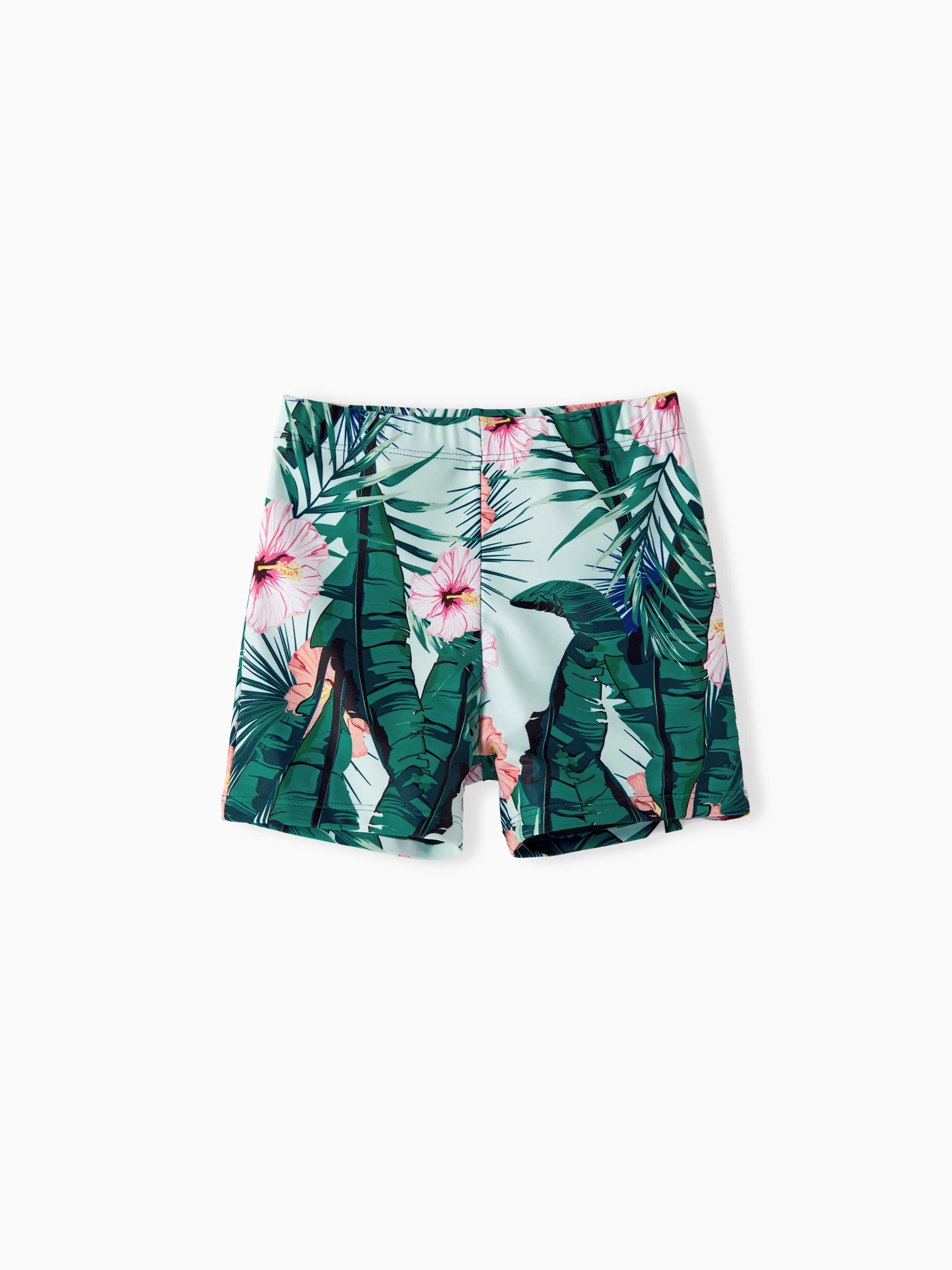 Daddy & Son Plant Print Swim Trunks Green - Image 10