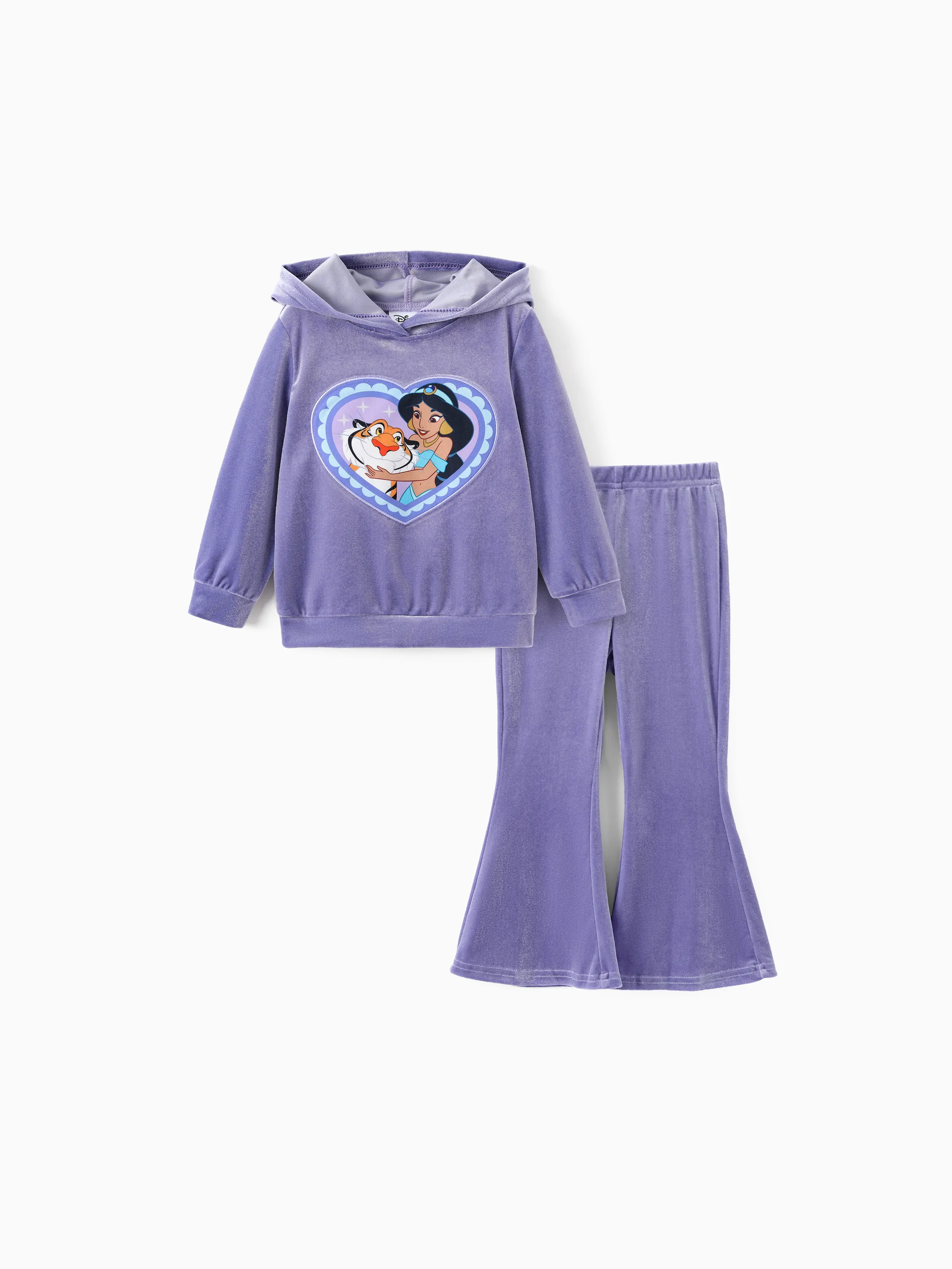 Disney Princess Toddler Girl Jasmine 2pcs Fleece Sweatshirt and Flared Pants Set Purple