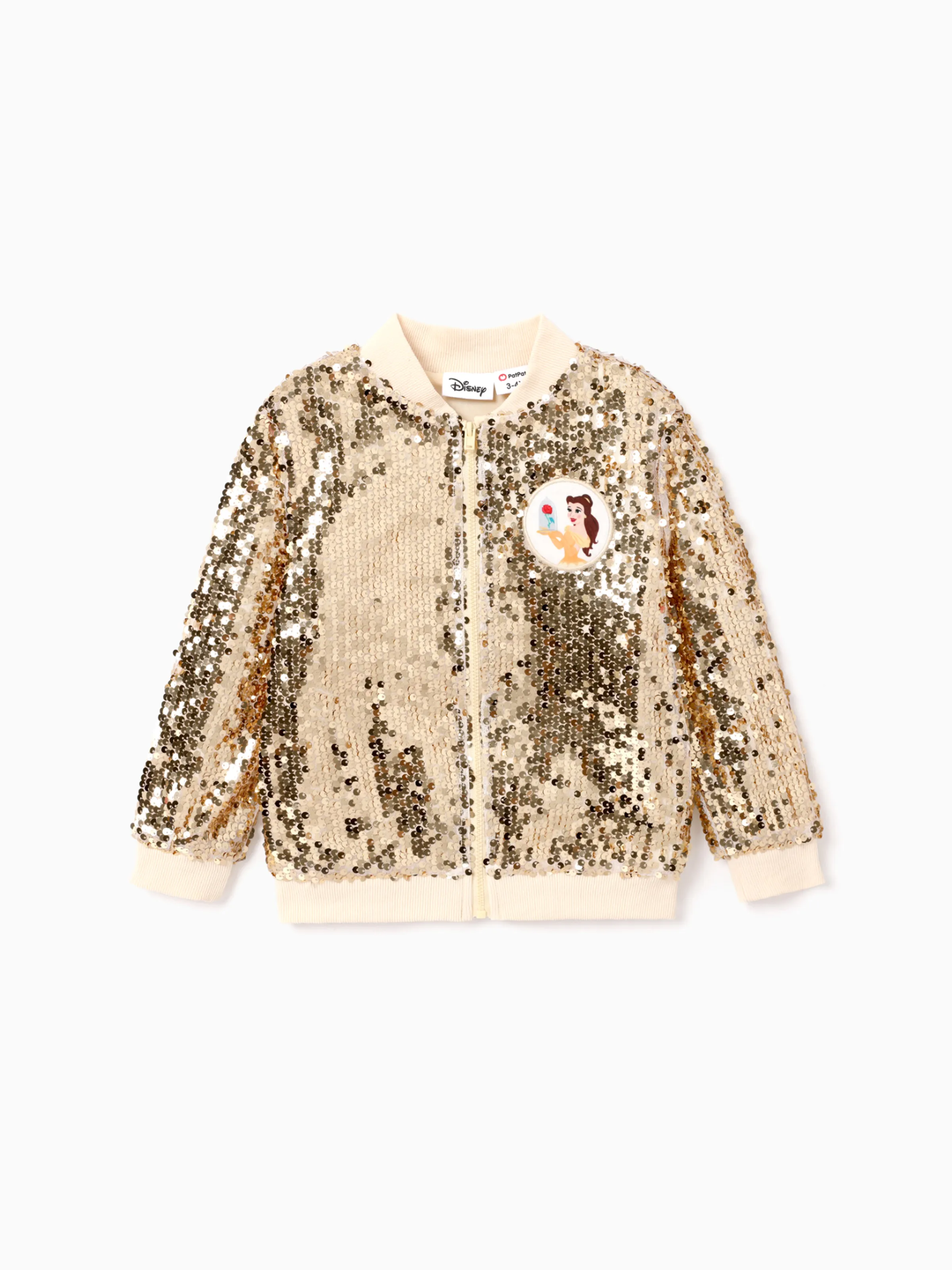 Disney Princess Toddler Girl Belle Print Sequin Embroidered Jacket Yellow
