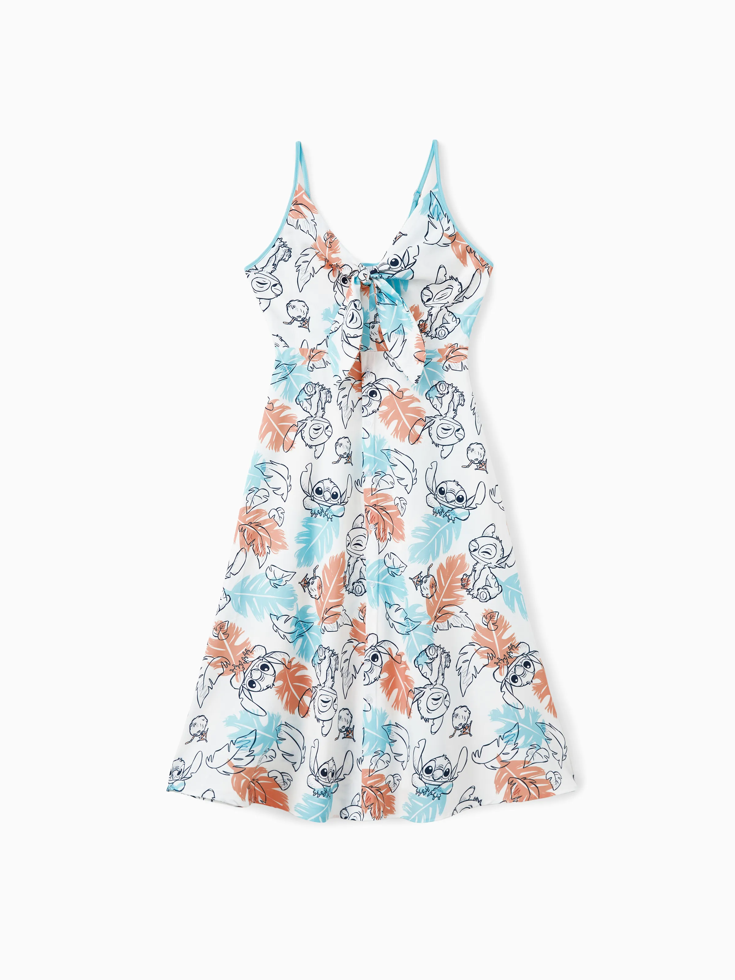 Disney Stitch Family Matching Tropical Flower Gradient Print T-shirt/Sleevelss Dress Multicolor - Image 2