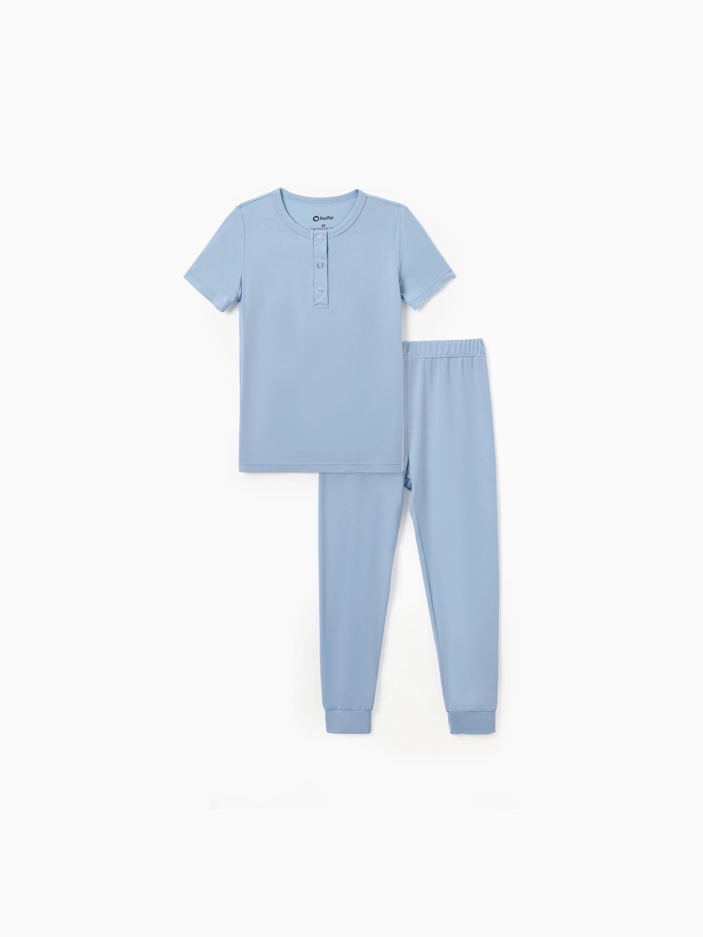 Family Matching Bamboo Pajamas Soft Bamboo Viscose PJs for Men Women Kids Toddler Baby, Classic Blue Short-sleeve Sleepwear with Button-Down Shirt and Pants Blue grey - Image 8