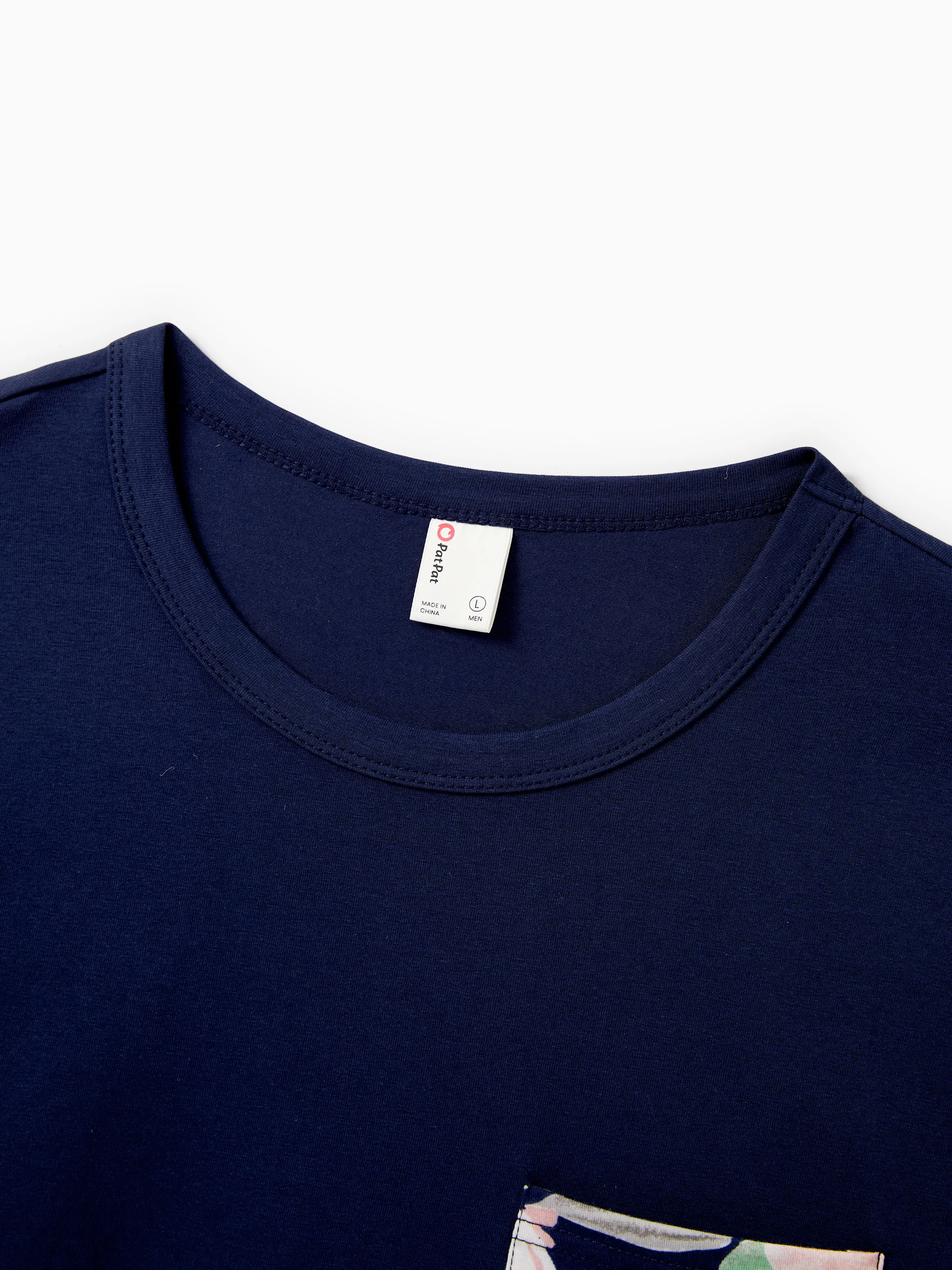 Family Matching Blue Cotton Tee and Flora Splicing Tank Top Dress Sets Deep Blue - Image 25