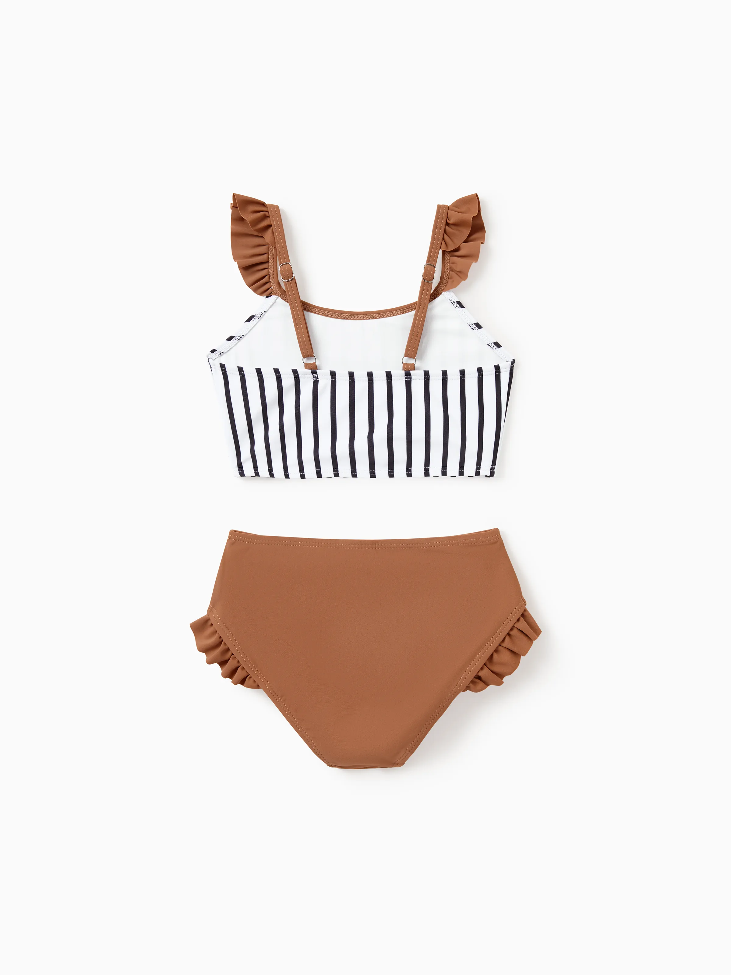 Family Matching Color Block Swimsuits Striped Bikini & Swim Trunks Set Color block - Image 8