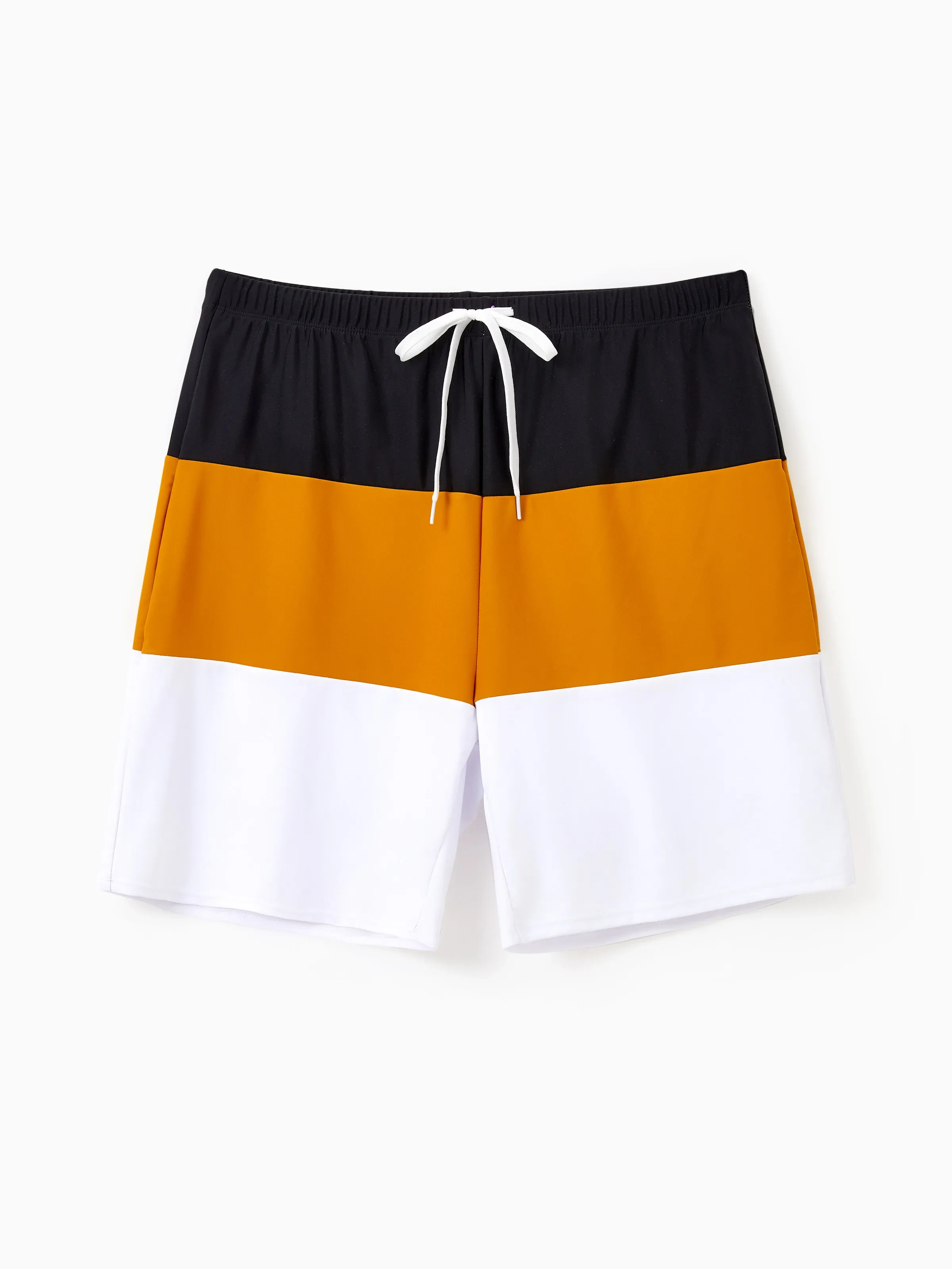 Family Matching Colorblock Swim Trunks Shorts or Cut Out Waist One-Shoulder One-piece Swimsuit Multi-color - Image 15