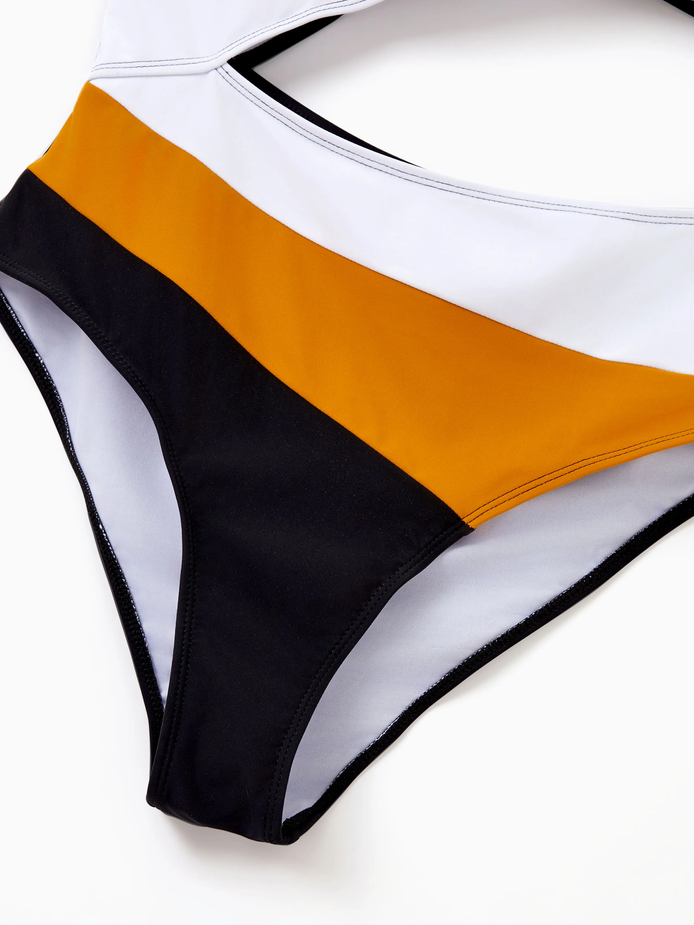 Family Matching Colorblock Swim Trunks Shorts or Cut Out Waist One-Shoulder One-piece Swimsuit Multi-color - Image 5