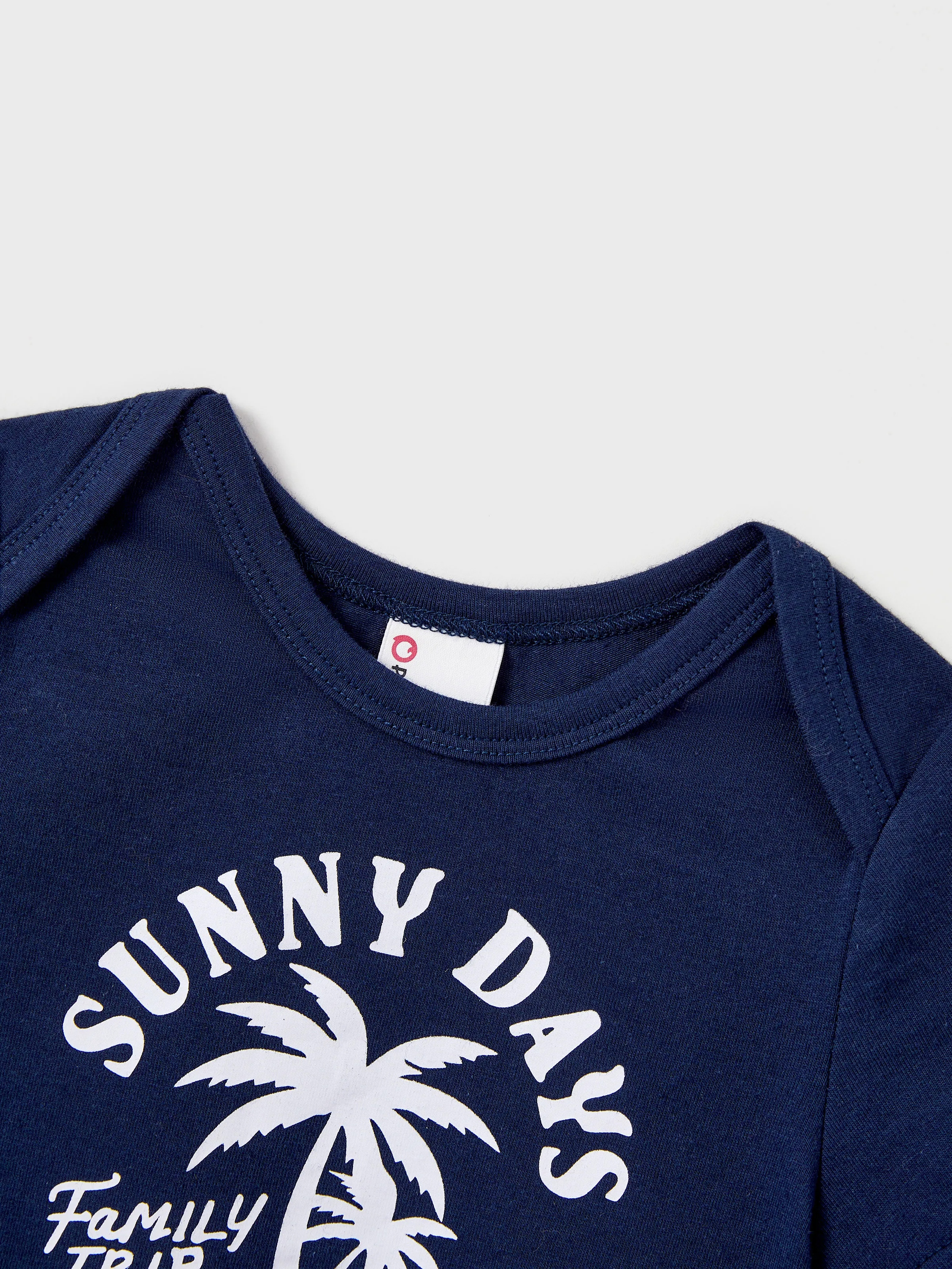 Family Matching Cotton T-Shirt & Dress Set – Sunny Days Palm Print for Dad, Mom, Baby & Toddler, Perfect for Summer Vacations & Family Outings Tibetan blue - Image 15