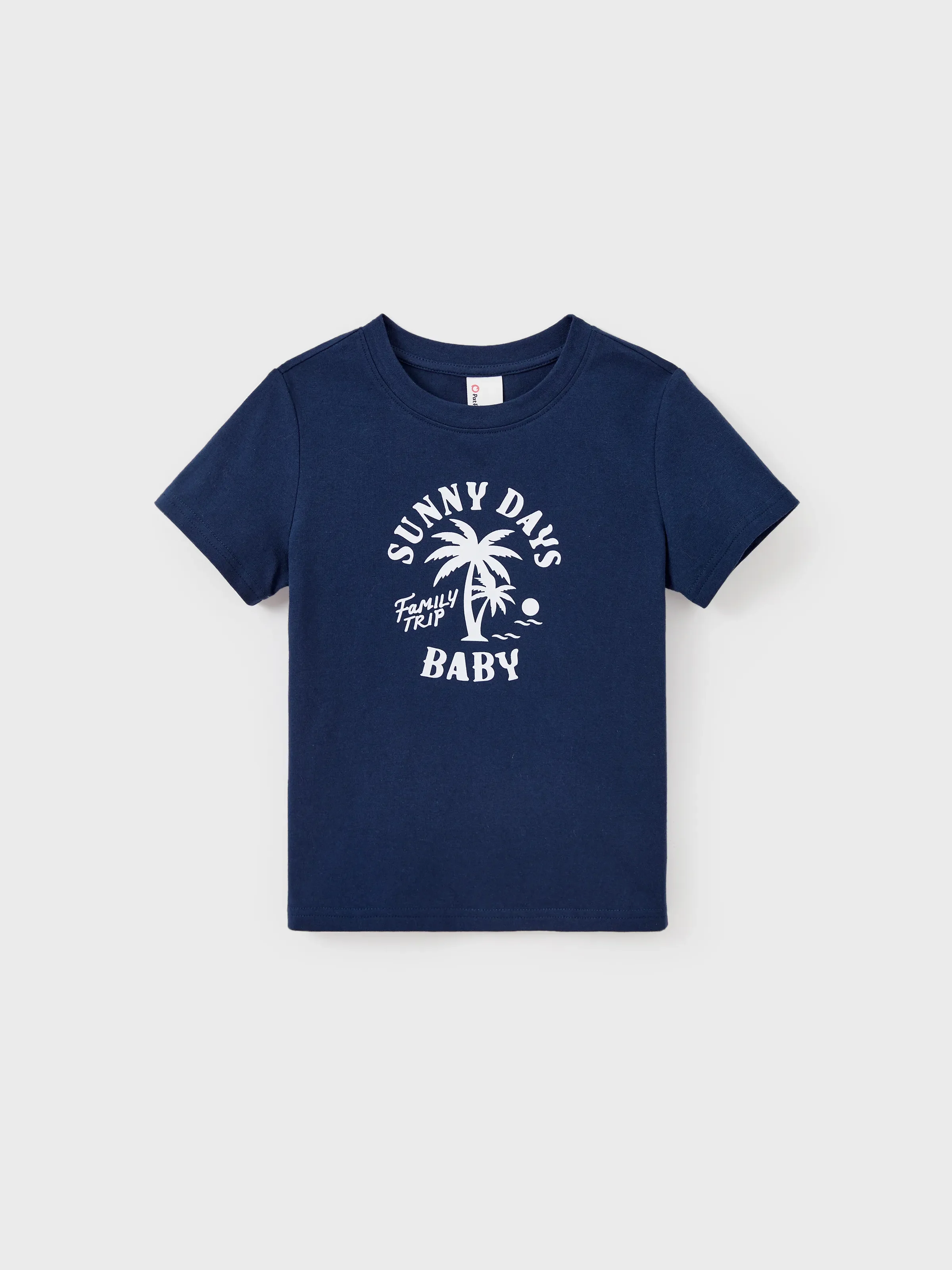 Family Matching Cotton T-Shirt & Dress Set – Sunny Days Palm Print for Dad, Mom, Baby & Toddler, Perfect for Summer Vacations & Family Outings Tibetan blue - Image 18
