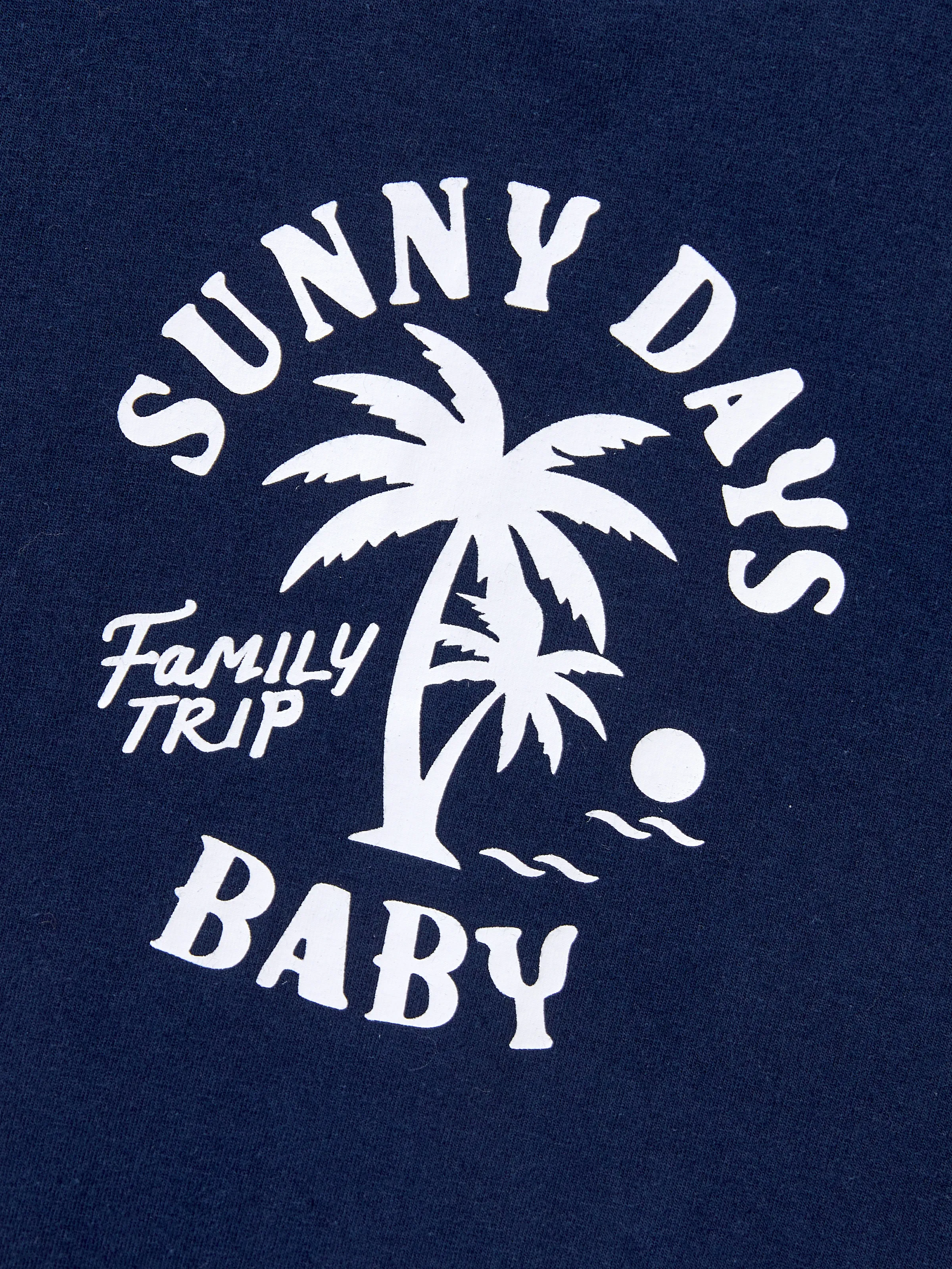 Family Matching Cotton T-Shirt & Dress Set – Sunny Days Palm Print for Dad, Mom, Baby & Toddler, Perfect for Summer Vacations & Family Outings Tibetan blue - Image 22