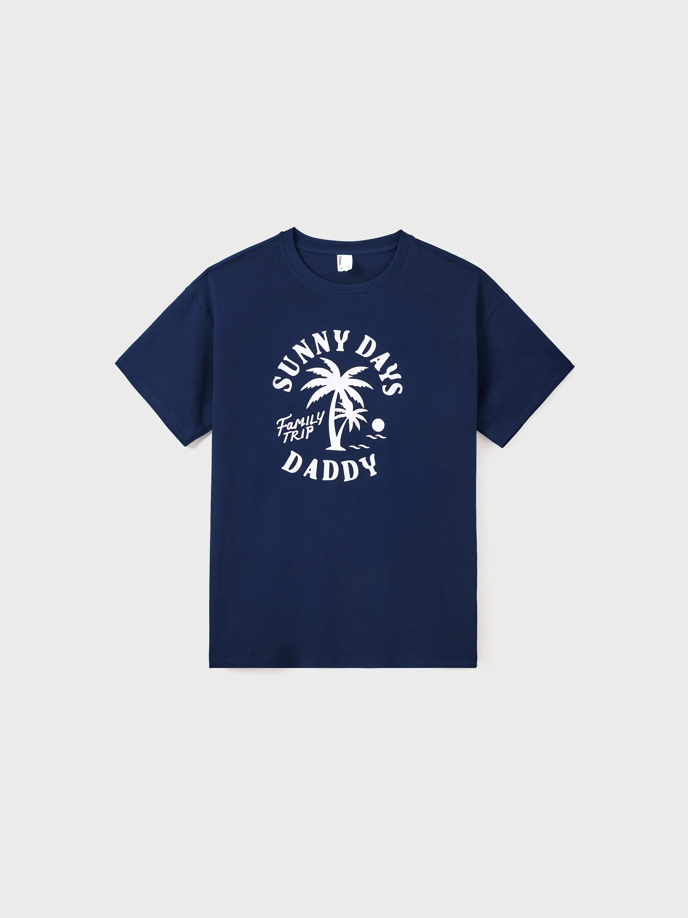 Family Matching Cotton T-Shirt & Dress Set – Sunny Days Palm Print for Dad, Mom, Baby & Toddler, Perfect for Summer Vacations & Family Outings Tibetan blue - Image 23