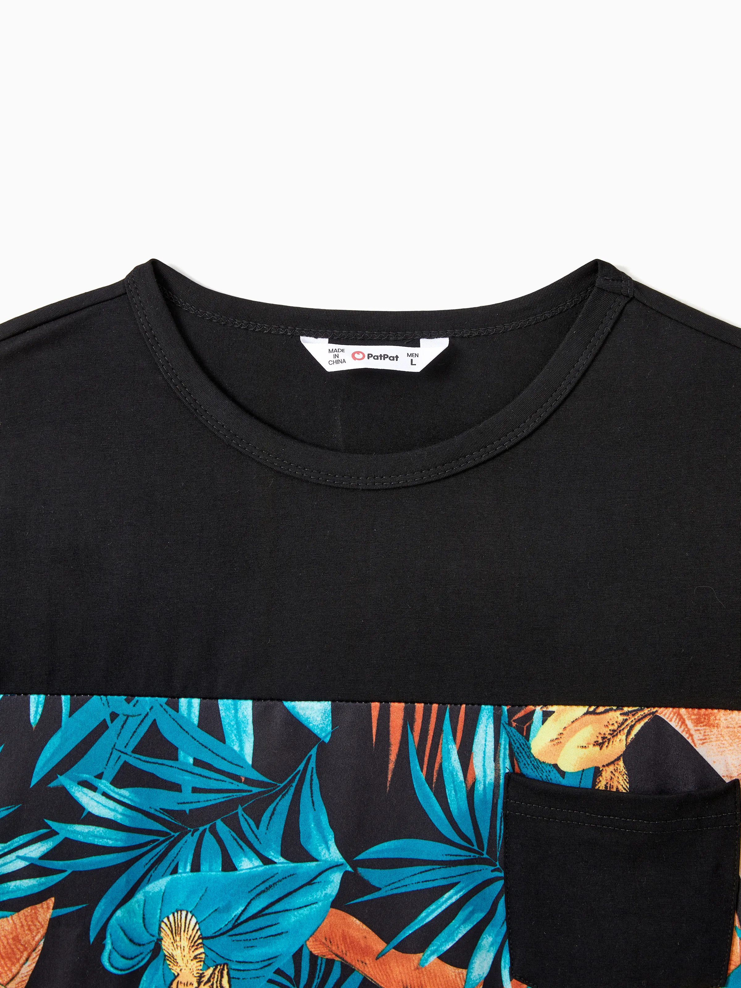 Family Matching Floral Panel T-shirt and Floral Ruched Drawstring Side Strap Dress Sets Black - Image 25