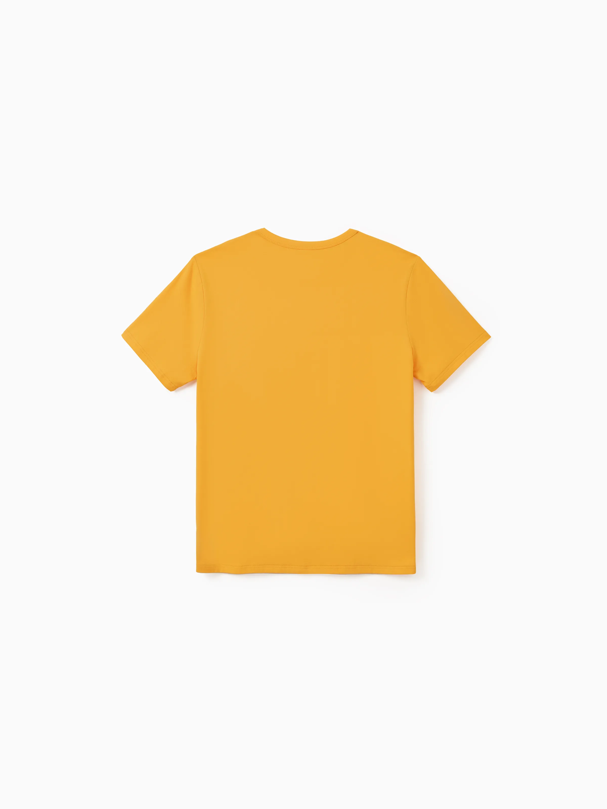 Family Matching Leaf Print Flutter Dress or Short-sleeve Colorblock Shirts Yellow - Image 22