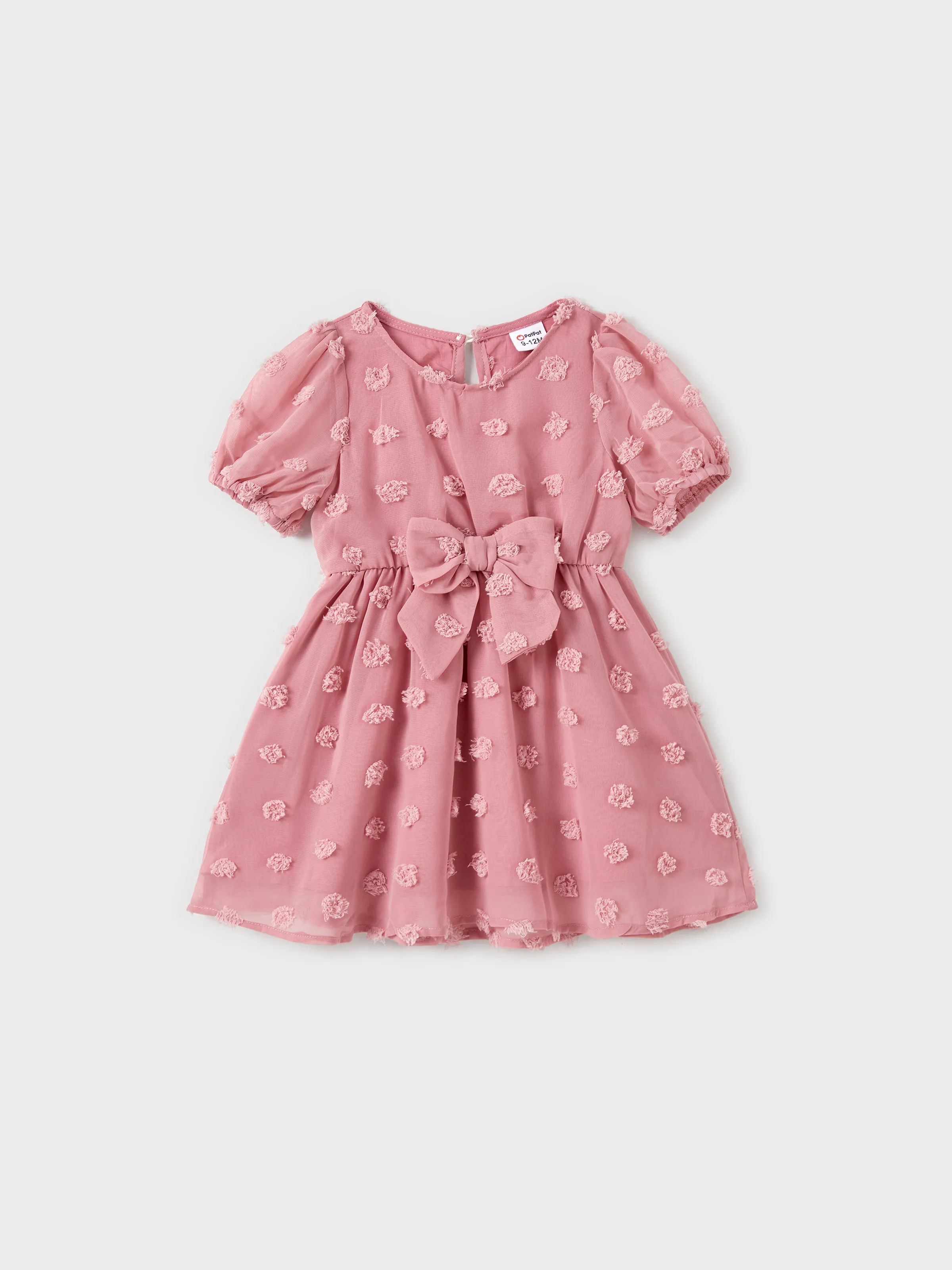 Family Matching Pink Set Solid Colorblock Polo collar Short-sleeve Shirt or Ruffle-sleeve Belted Dress Pink - Image 13