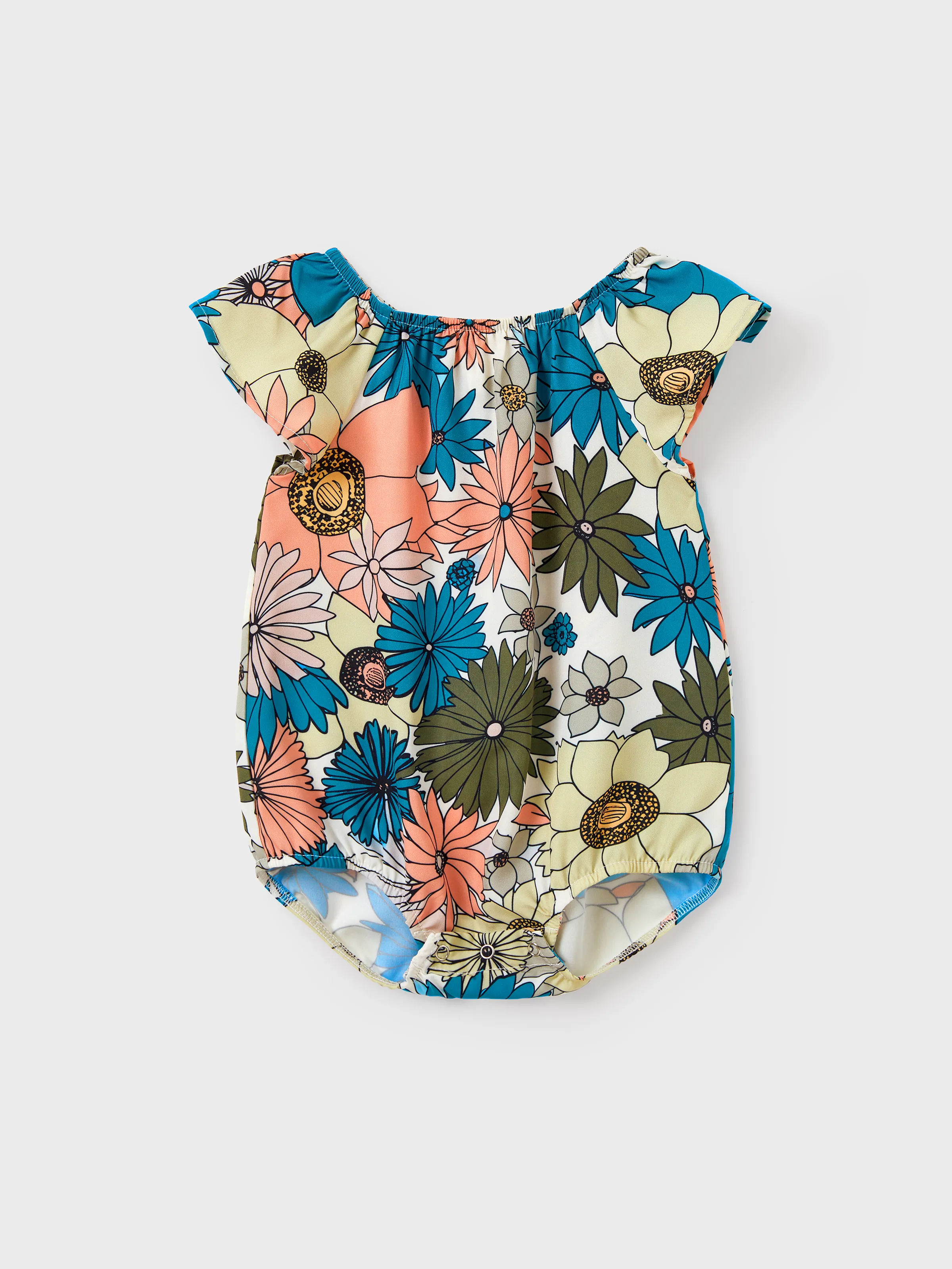 Family Matching Set Sun Flower Print Short-sleeve Collar Shirt or White Camisole Top and Flower Wide-leg Pants Set for Summer Vacation Multi-color - Image 13