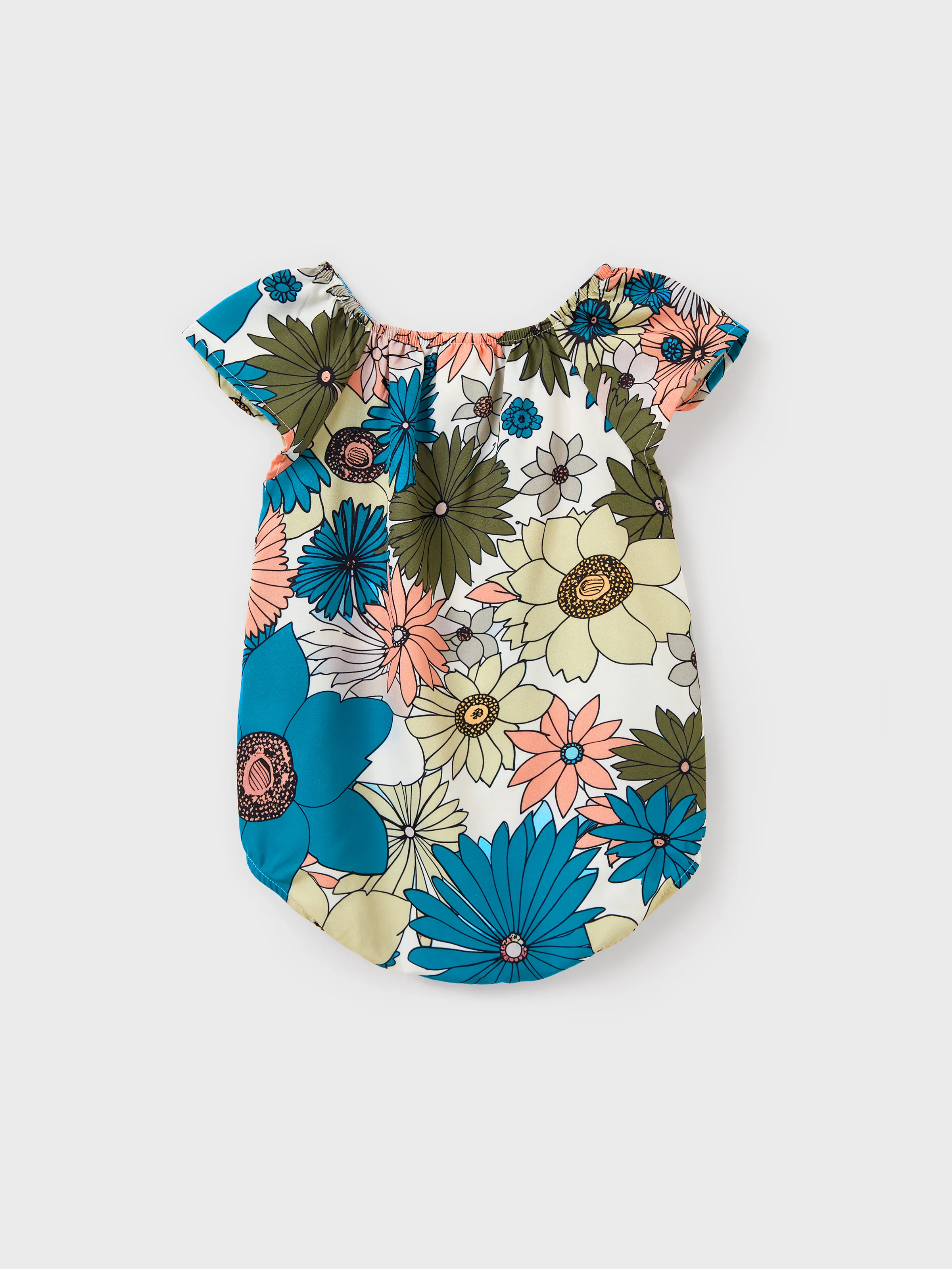 Family Matching Set Sun Flower Print Short-sleeve Collar Shirt or White Camisole Top and Flower Wide-leg Pants Set for Summer Vacation Multi-color - Image 14