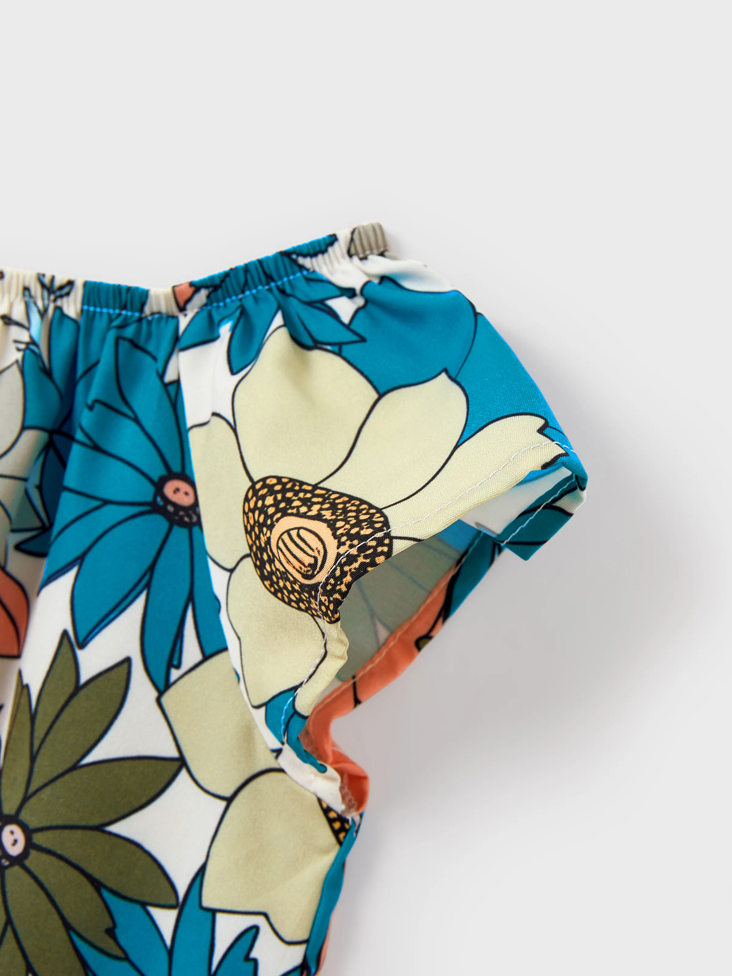Family Matching Set Sun Flower Print Short-sleeve Collar Shirt or White Camisole Top and Flower Wide-leg Pants Set for Summer Vacation Multi-color - Image 15