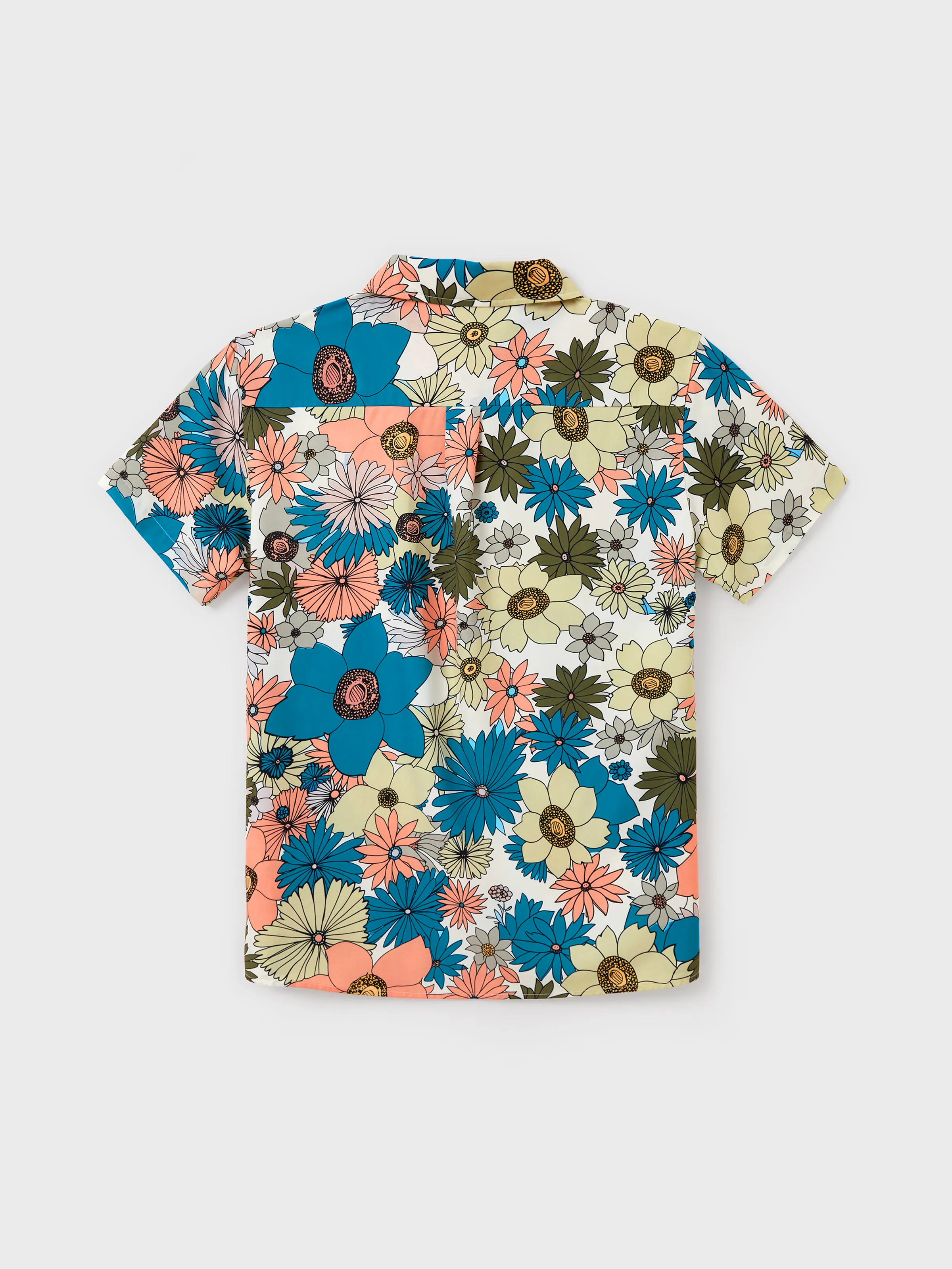 Family Matching Set Sun Flower Print Short-sleeve Collar Shirt or White Camisole Top and Flower Wide-leg Pants Set for Summer Vacation Multi-color - Image 24
