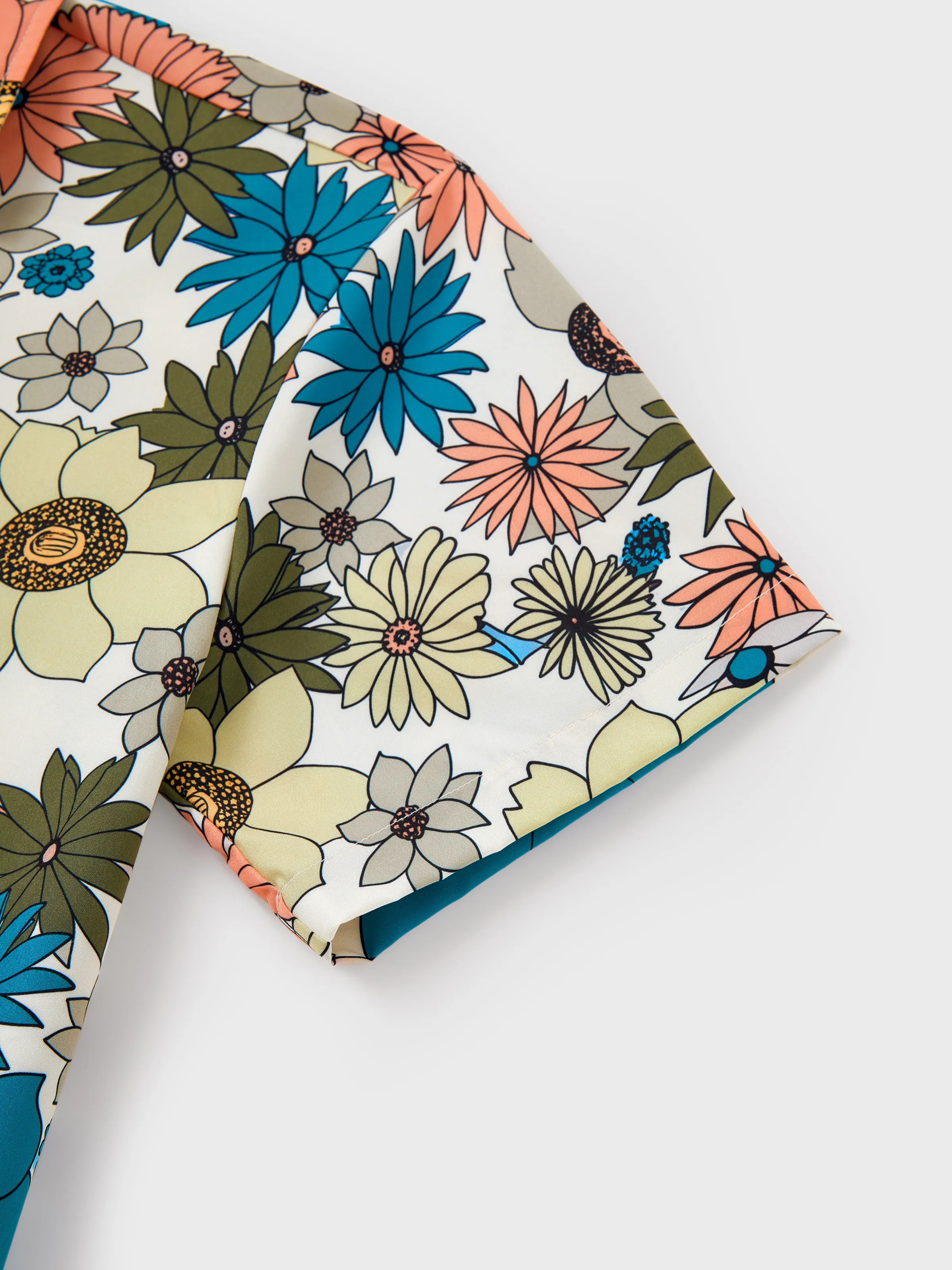 Family Matching Set Sun Flower Print Short-sleeve Collar Shirt or White Camisole Top and Flower Wide-leg Pants Set for Summer Vacation Multi-color - Image 25