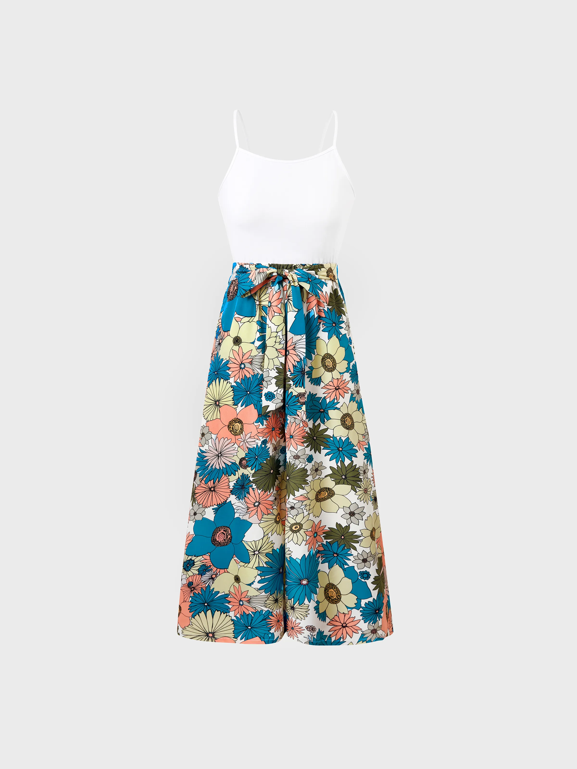 Family Matching Set Sun Flower Print Short-sleeve Collar Shirt or White Camisole Top and Flower Wide-leg Pants Set for Summer Vacation Multi-color - Image 3