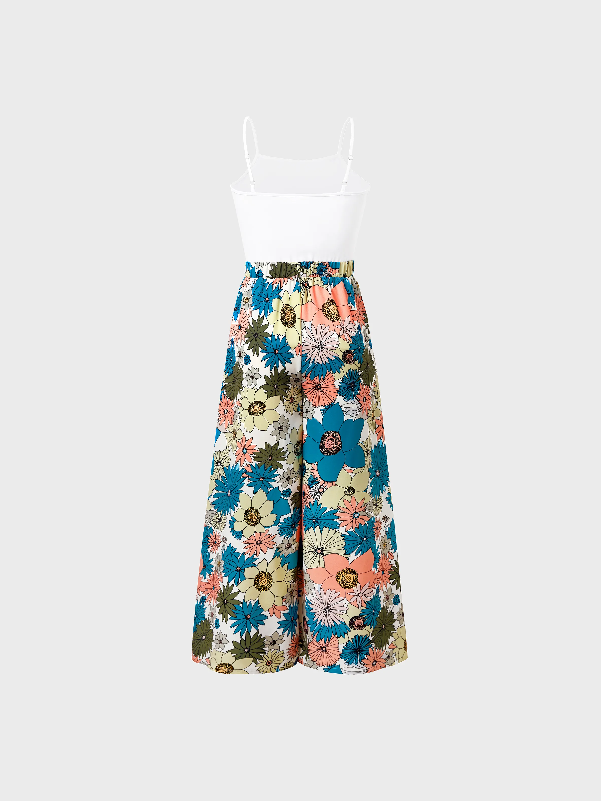 Family Matching Set Sun Flower Print Short-sleeve Collar Shirt or White Camisole Top and Flower Wide-leg Pants Set for Summer Vacation Multi-color - Image 4