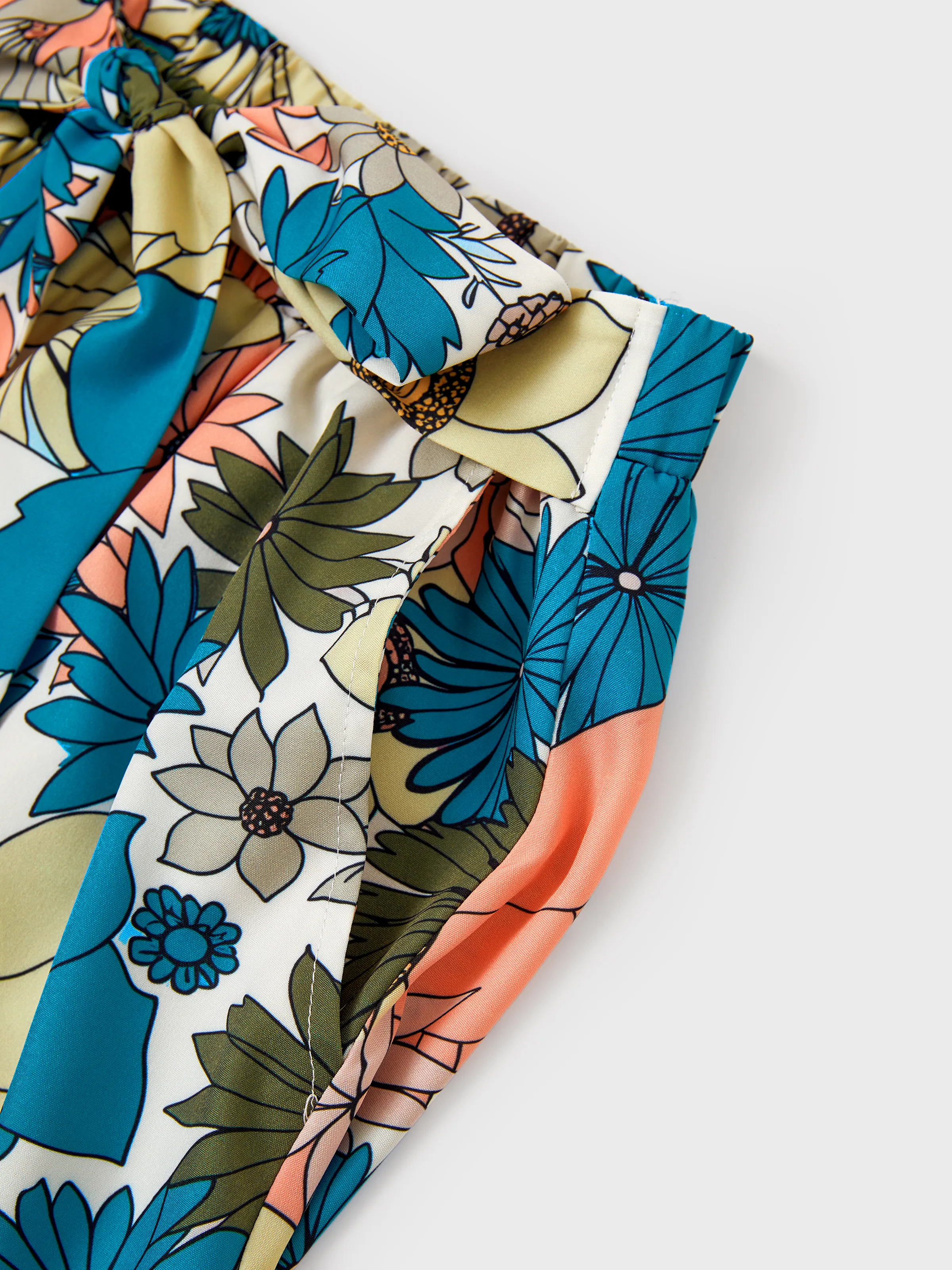 Family Matching Set Sun Flower Print Short-sleeve Collar Shirt or White Camisole Top and Flower Wide-leg Pants Set for Summer Vacation Multi-color - Image 7
