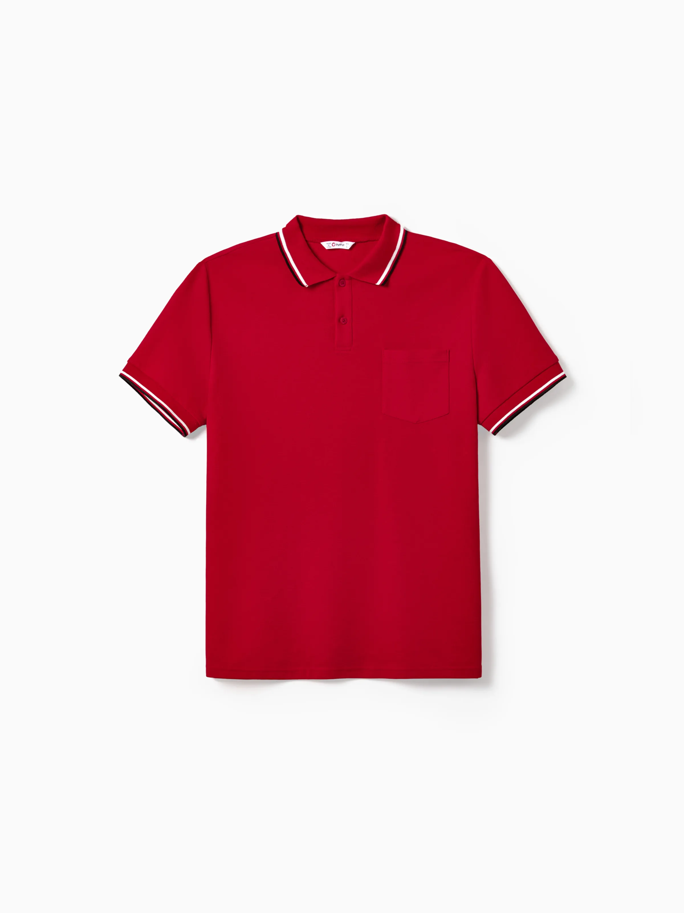 Family Matching Solid Color Short-sleeve Laper-collar Tops and Mermaid/Mesh Dresses Sets Red - Image 20