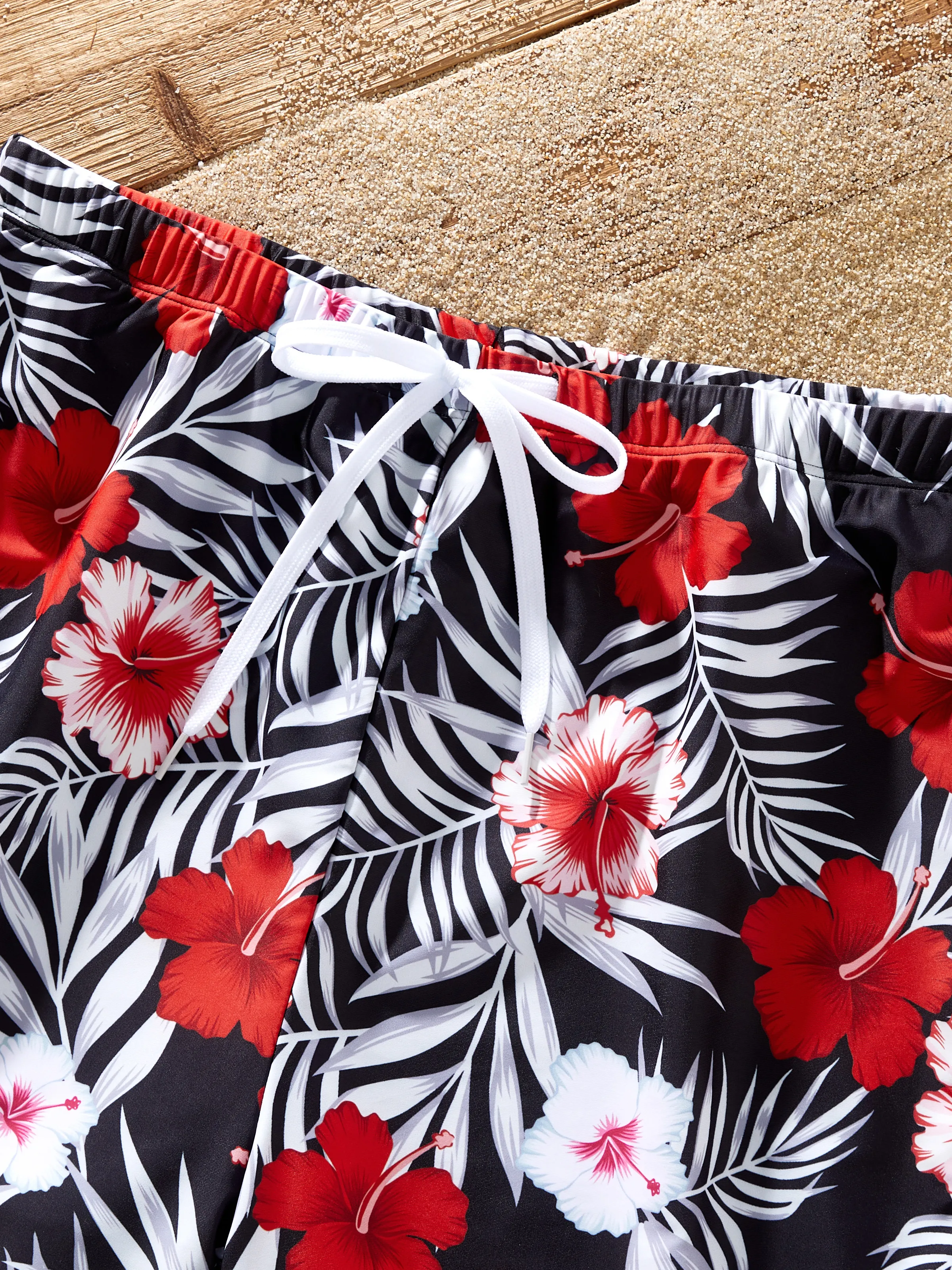 Family Matching Tropical Floral Swim Trunk or 2 Pieces Halter Swimsuit Black - Image 18